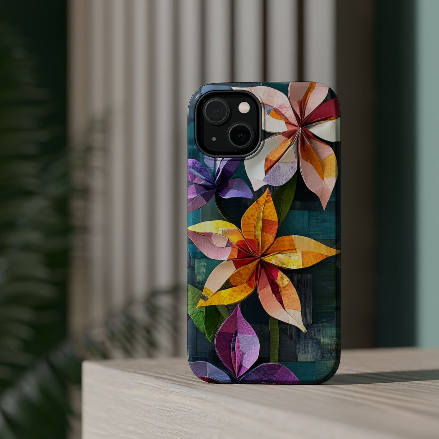 Bright Artistic Flower Magnetic Tough Cases, MagSafe, iPhone 16 15 14 13