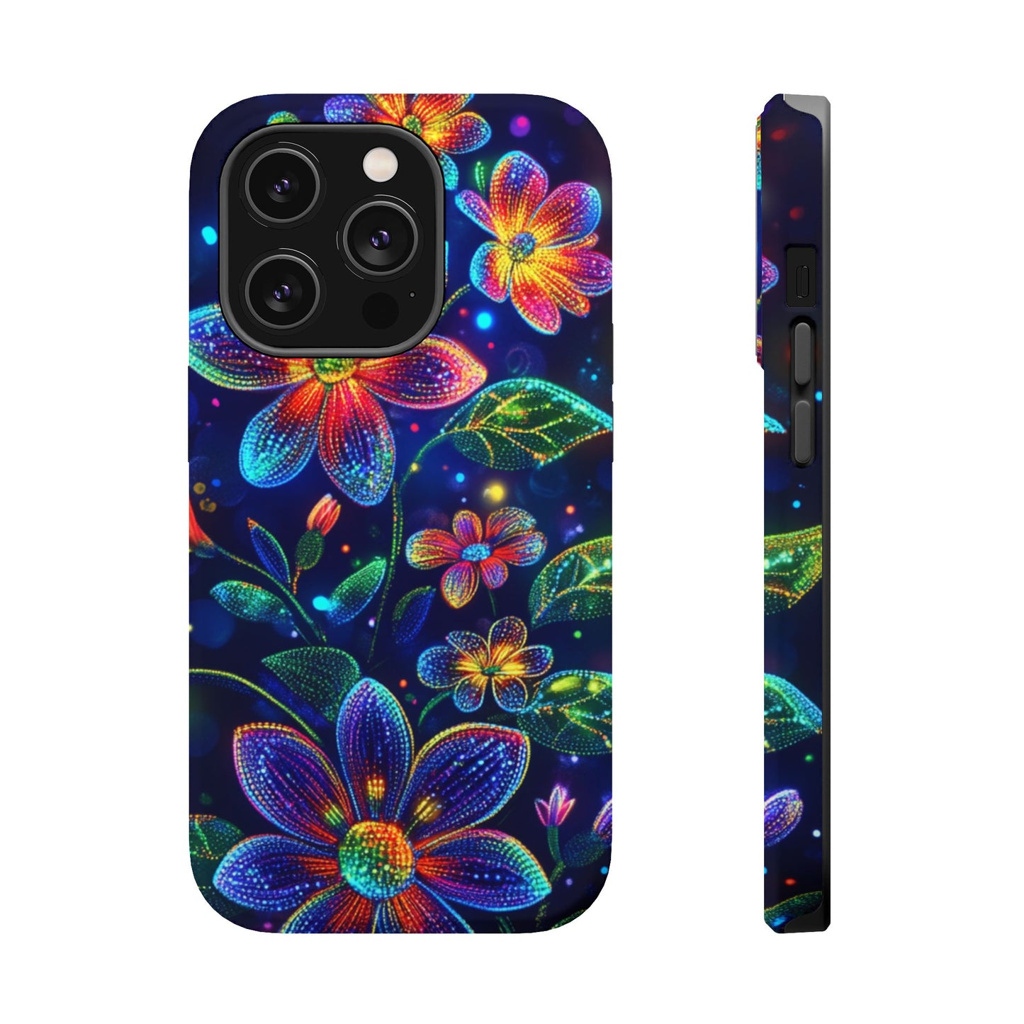 Flower Brite Lite Effect Magnetic Tough Cases, MagSafe, iPhone 16 15 14 13