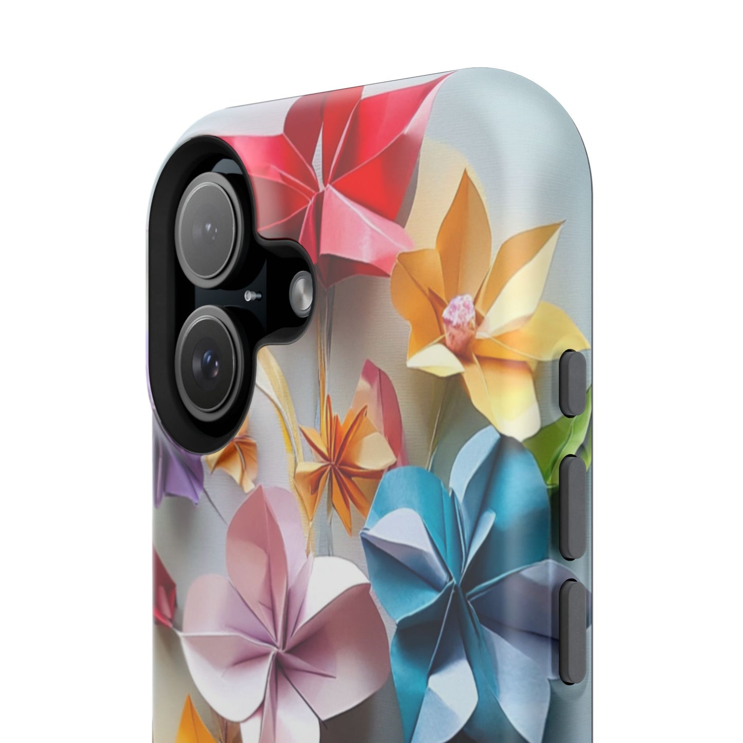 Flower Oragami Effect Magnetic Tough Case, MagSafe, iPhone 16 15 14 13