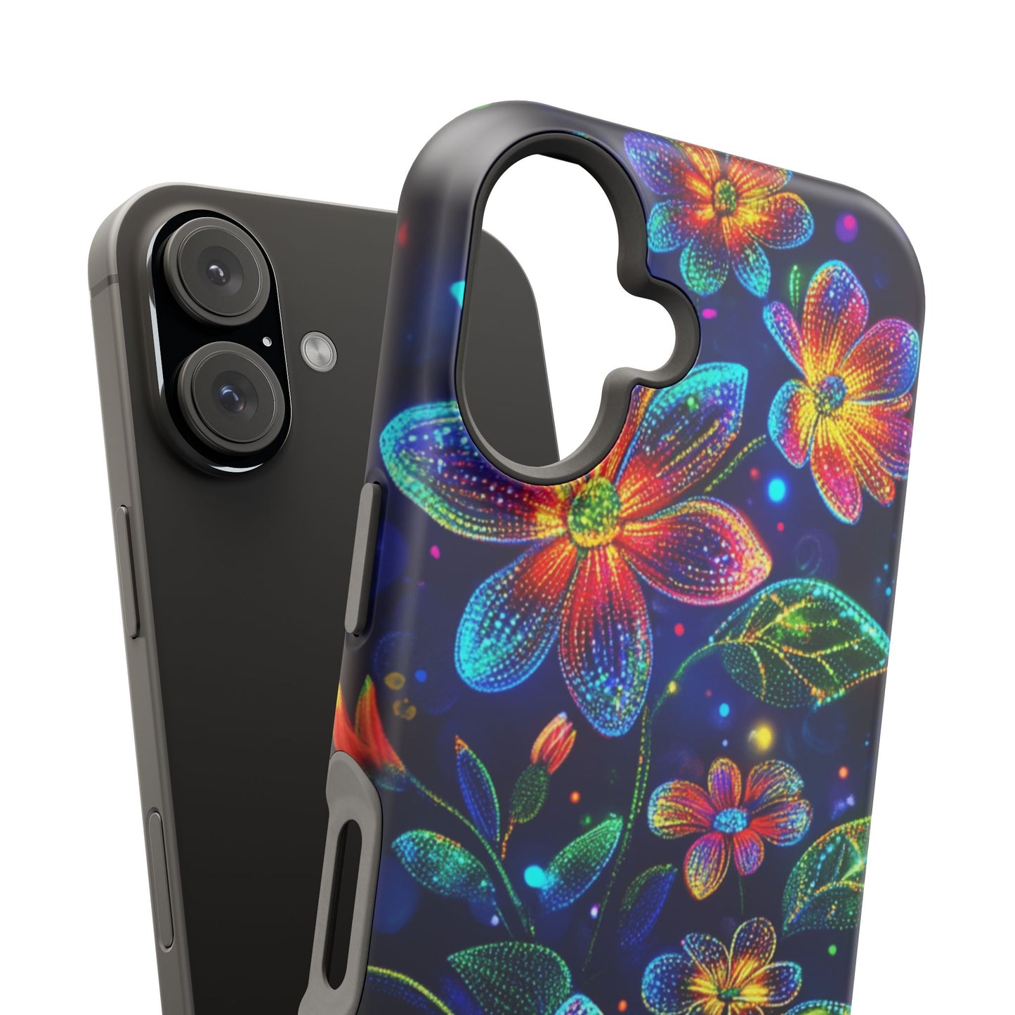 Flower Brite Lite Effect Magnetic Tough Cases, MagSafe, iPhone 16 15 14 13