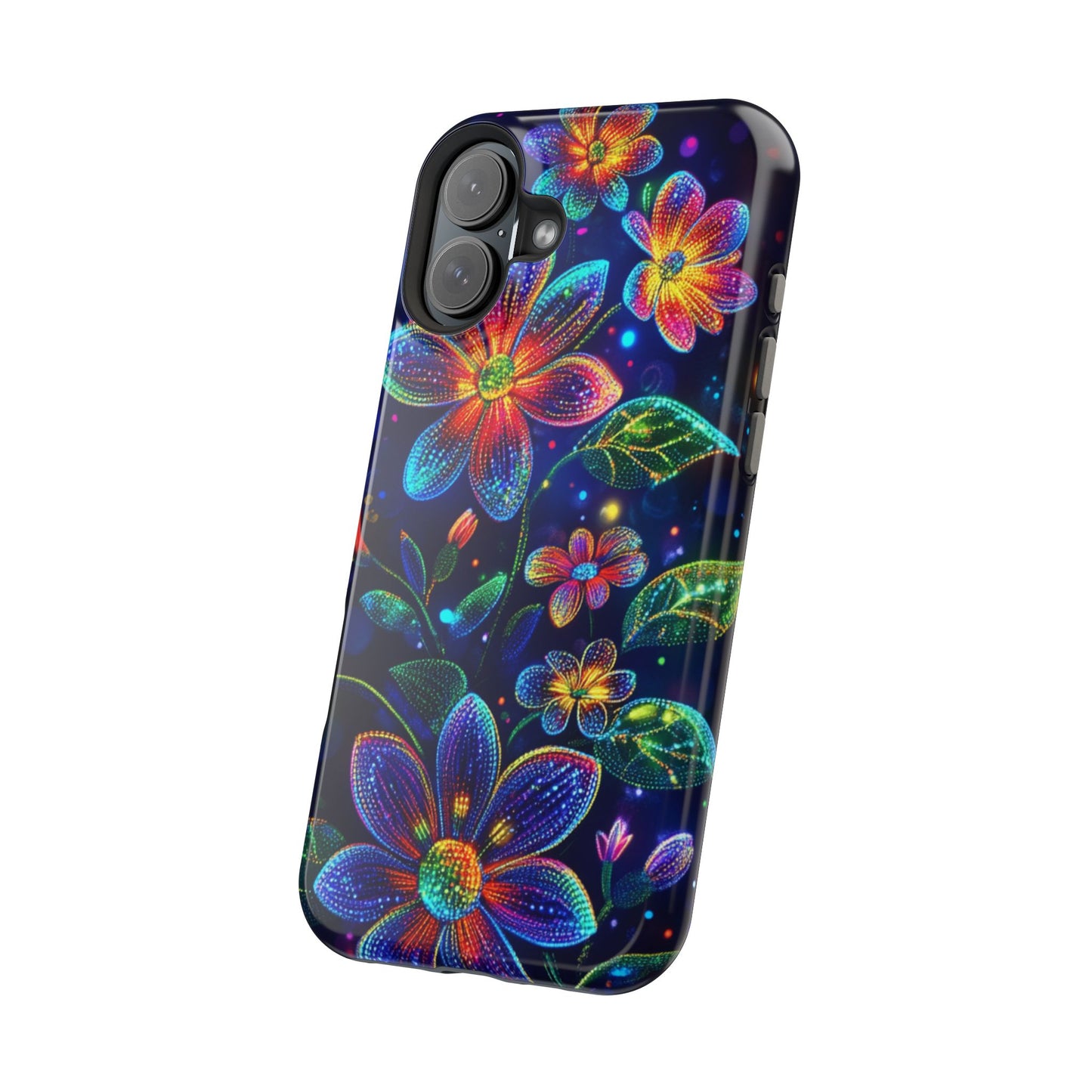 Flower Brite Lite Effect Magnetic Tough Cases, MagSafe, iPhone 16 15 14 13