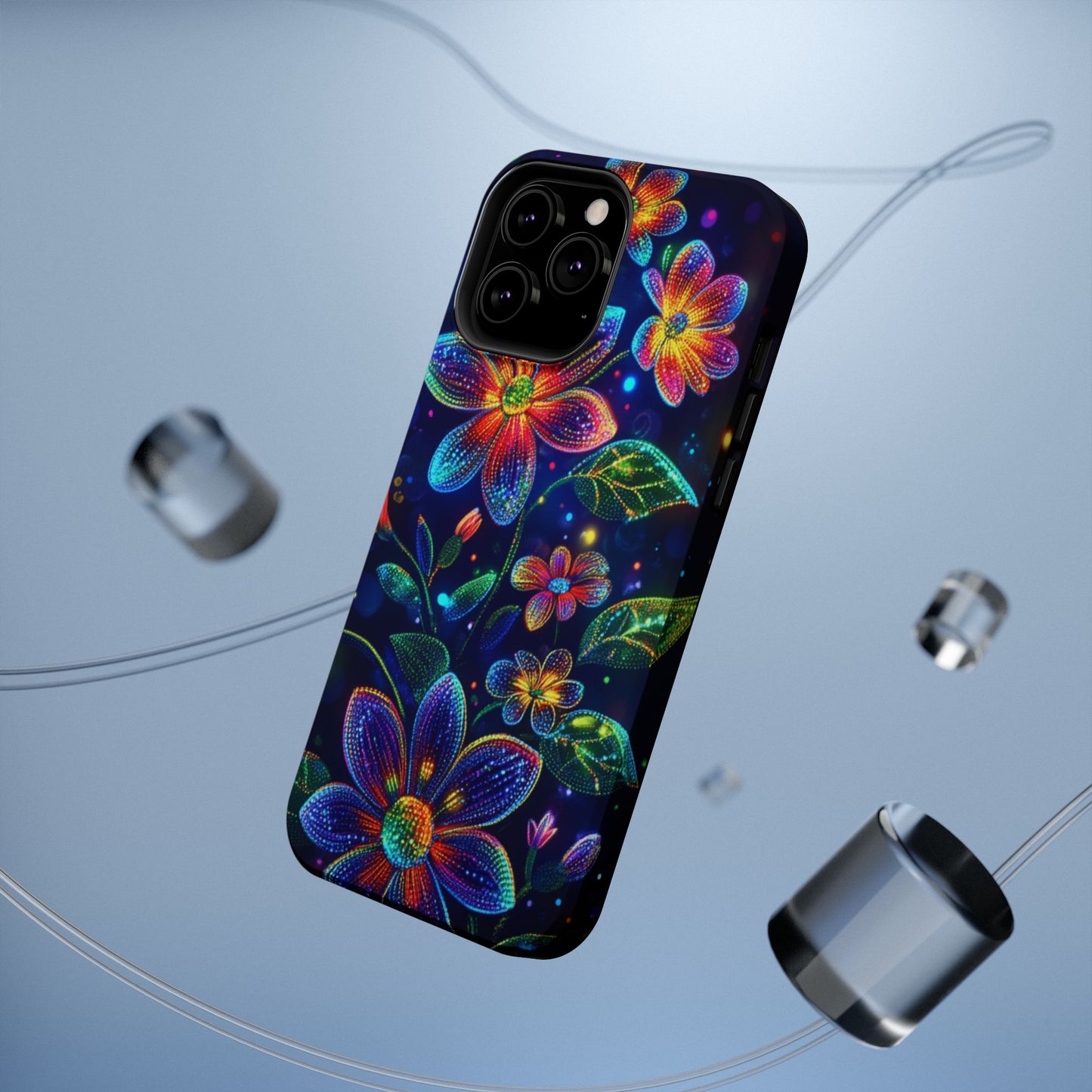 Flower Brite Lite Effect Magnetic Tough Cases, MagSafe, iPhone 16 15 14 13