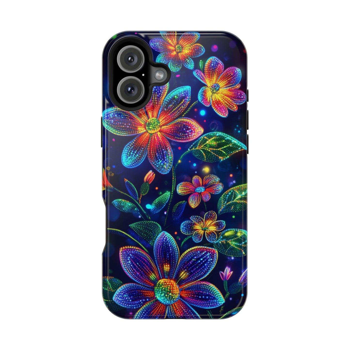 Flower Brite Lite Effect Magnetic Tough Cases, MagSafe, iPhone 16 15 14 13