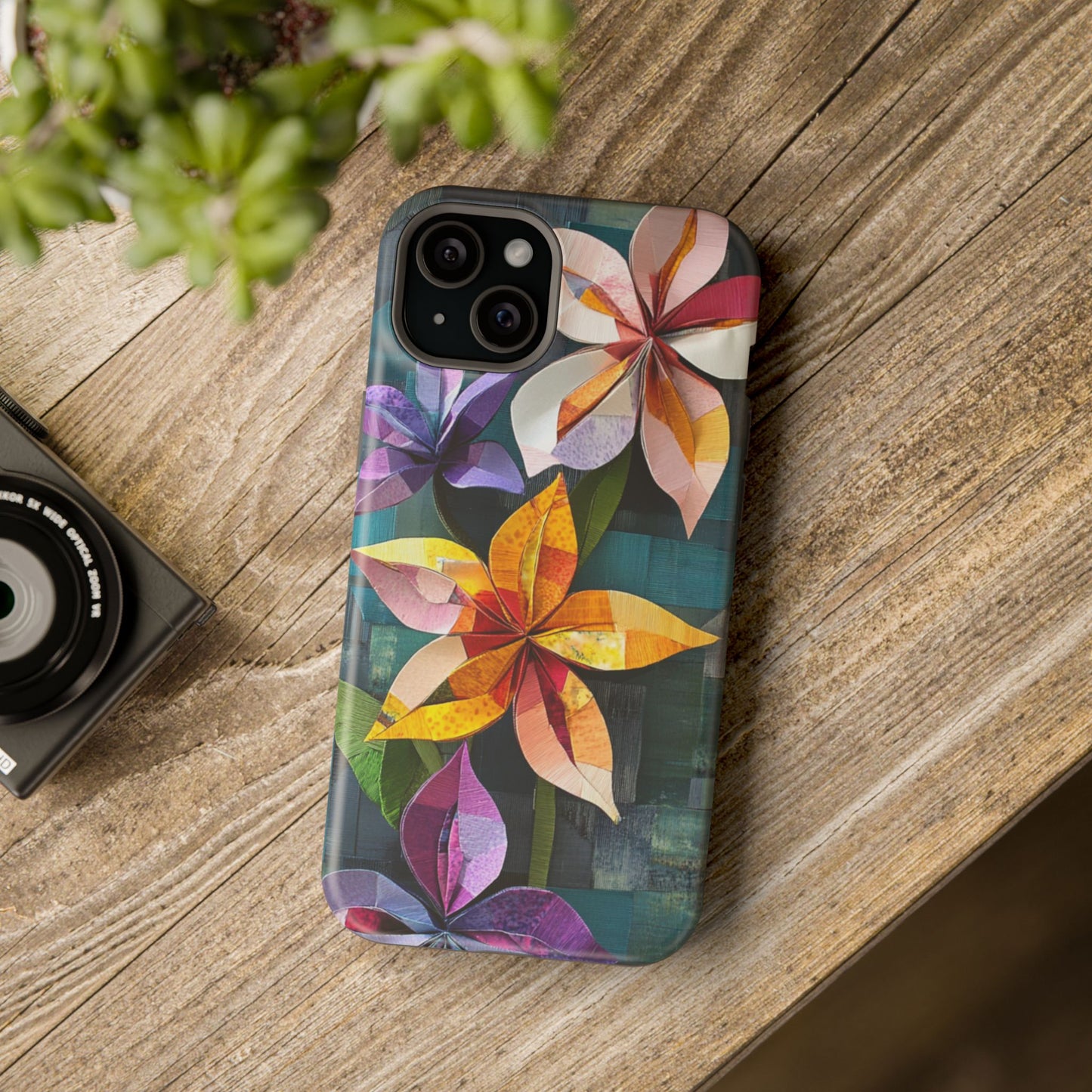 Bright Artistic Flower Magnetic Tough Cases, MagSafe, iPhone 16 15 14 13