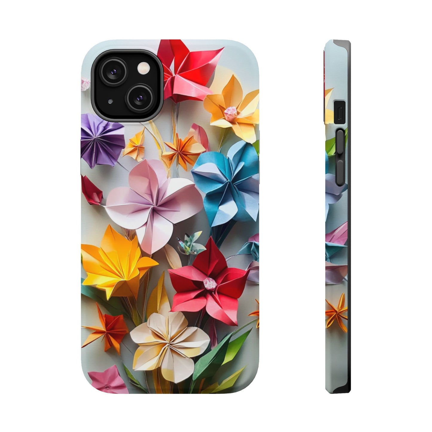 Flower Oragami Effect Magnetic Tough Case, MagSafe, iPhone 16 15 14 13