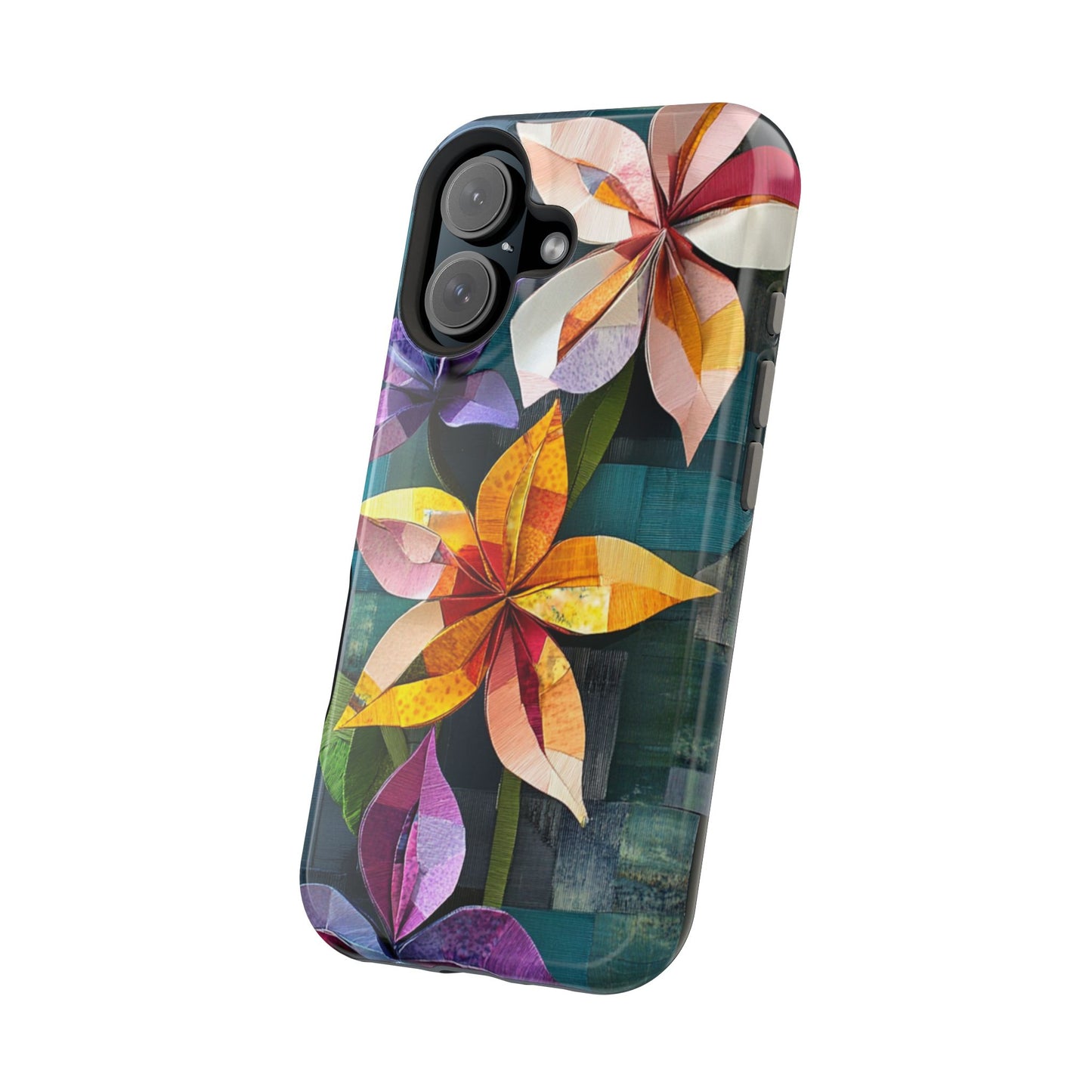 Bright Artistic Flower Magnetic Tough Cases, MagSafe, iPhone 16 15 14 13