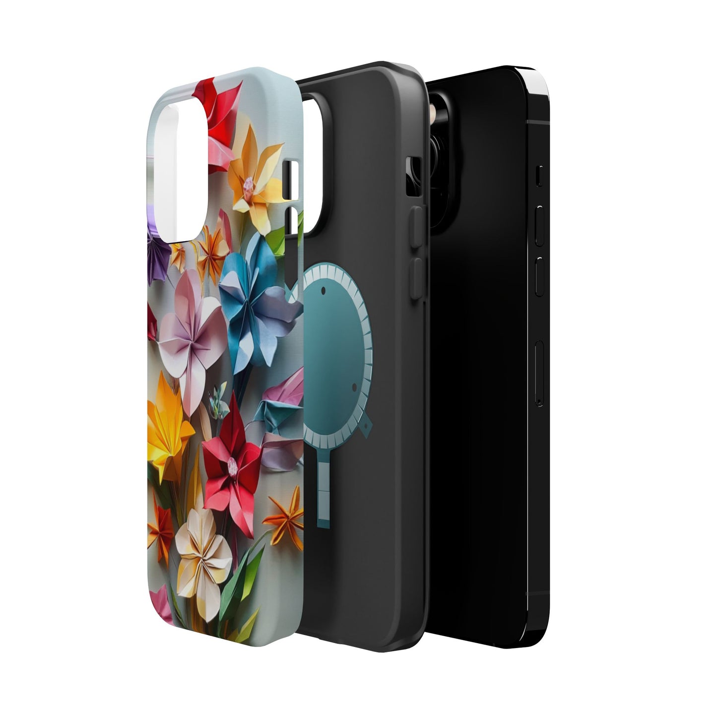 Flower Oragami Effect Magnetic Tough Case, MagSafe, iPhone 16 15 14 13