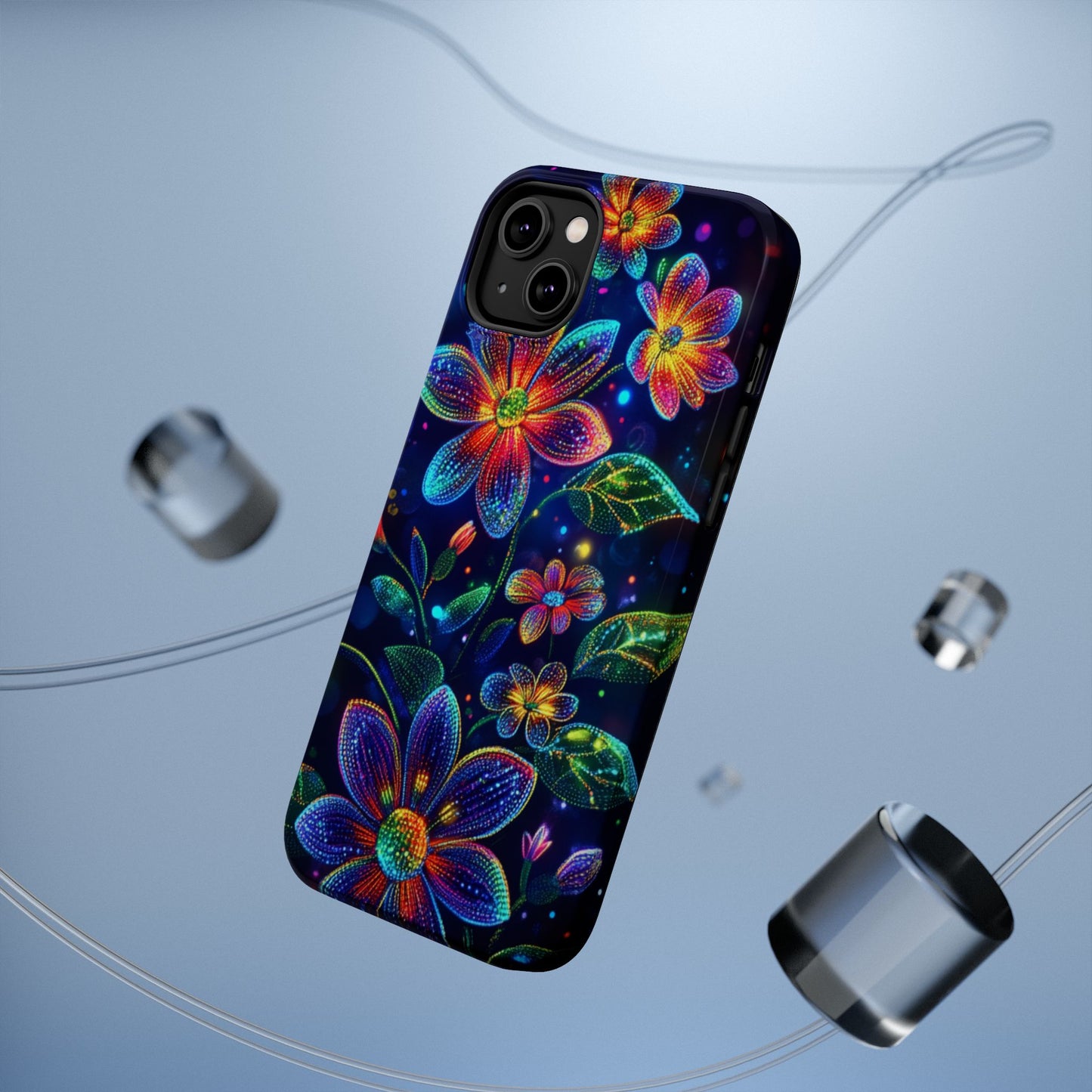 Flower Brite Lite Effect Magnetic Tough Cases, MagSafe, iPhone 16 15 14 13