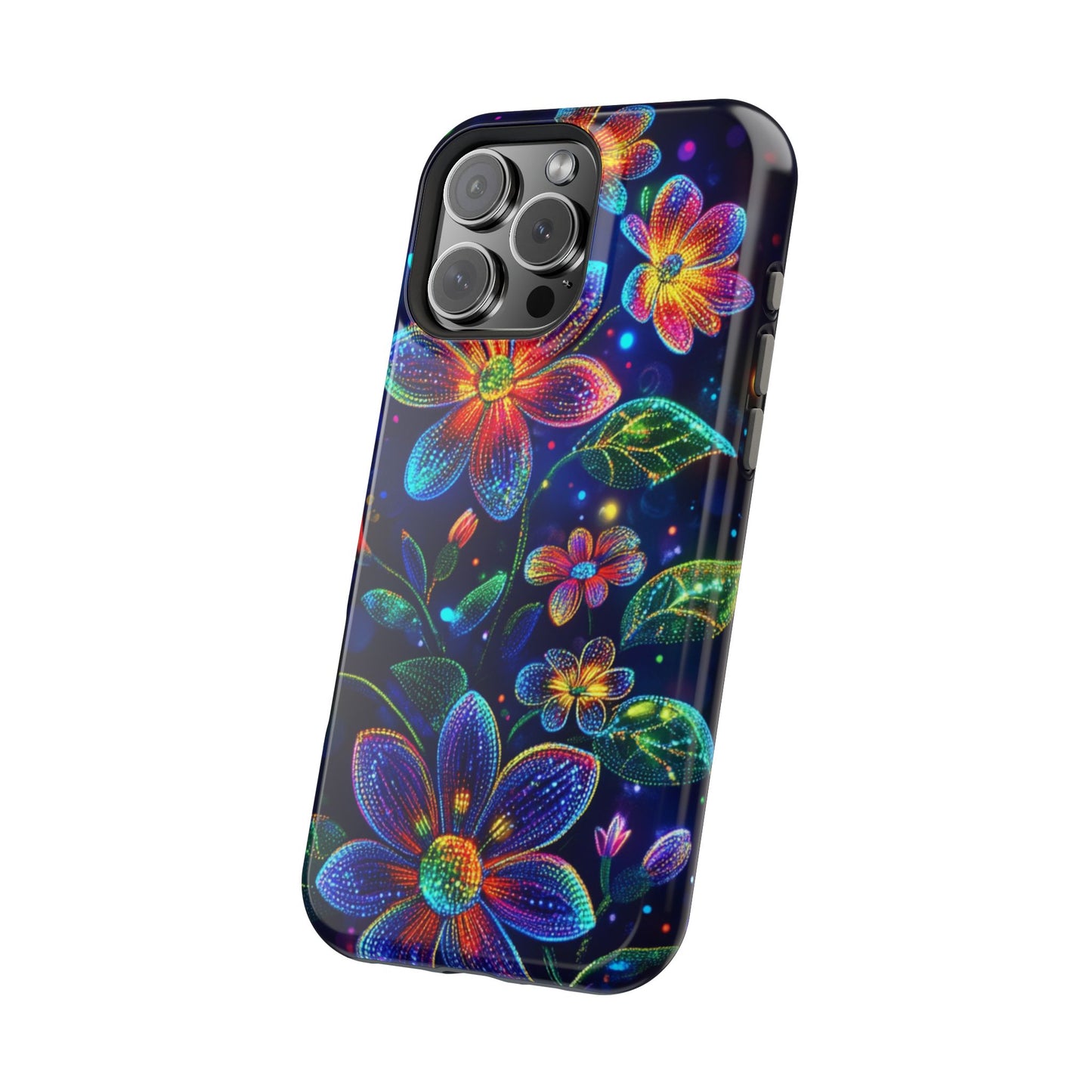 Flower Brite Lite Effect Magnetic Tough Cases, MagSafe, iPhone 16 15 14 13