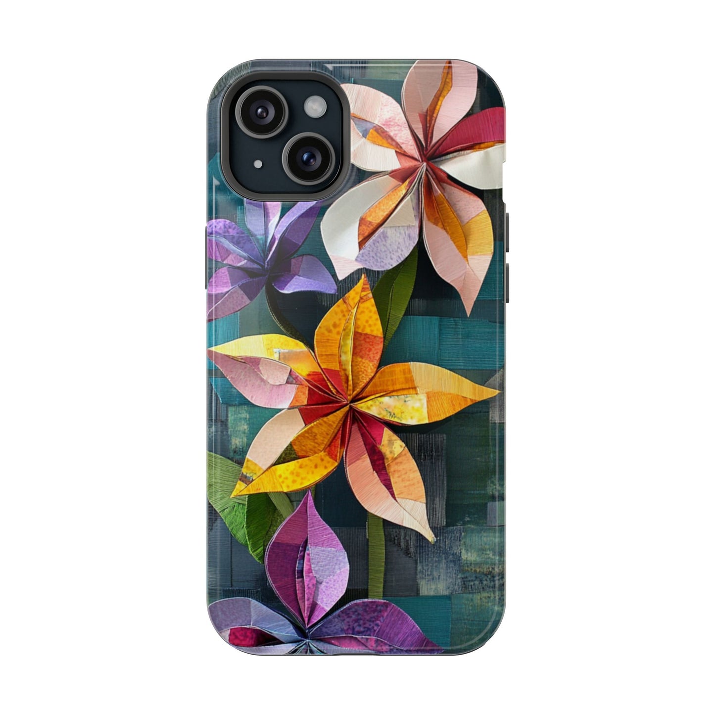 Bright Artistic Flower Magnetic Tough Cases, MagSafe, iPhone 16 15 14 13