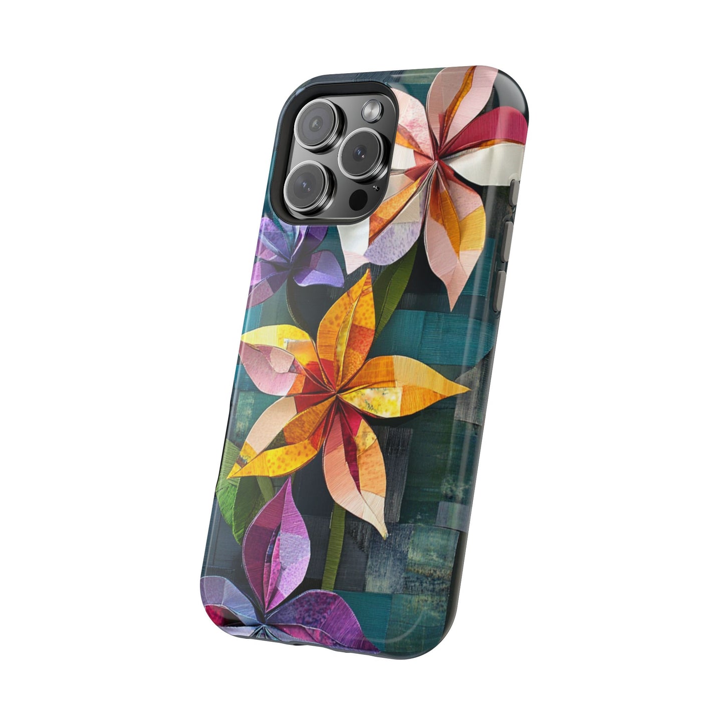 Bright Artistic Flower Magnetic Tough Cases, MagSafe, iPhone 16 15 14 13