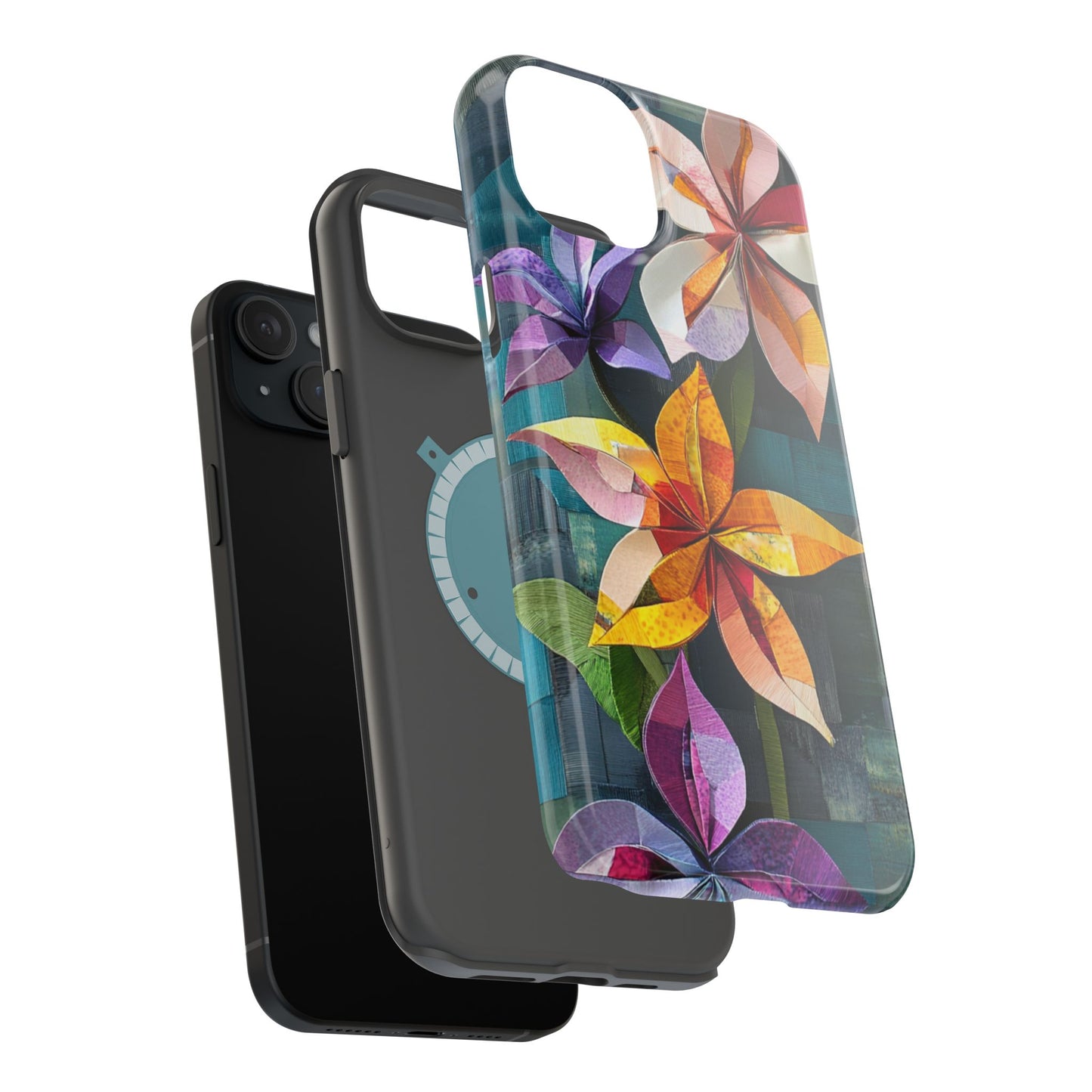 Bright Artistic Flower Magnetic Tough Cases, MagSafe, iPhone 16 15 14 13