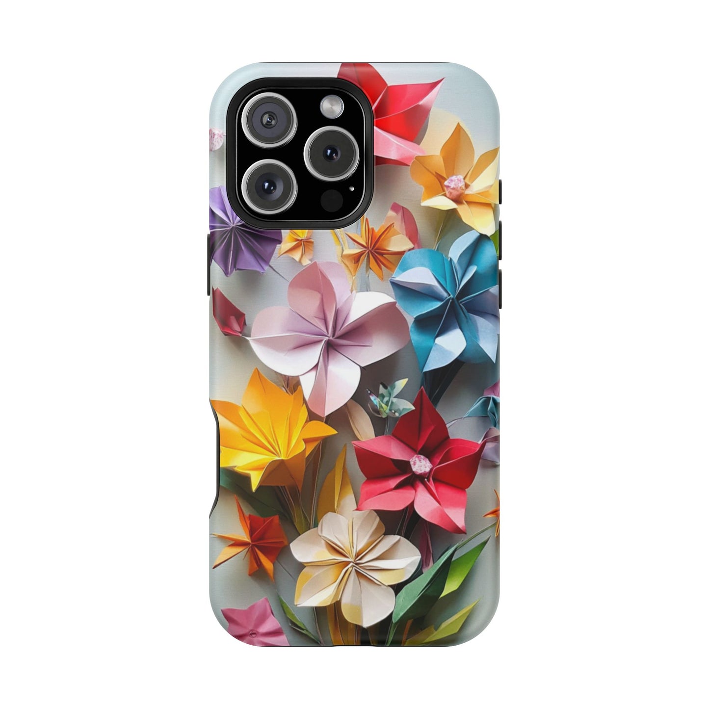 Flower Oragami Effect Magnetic Tough Case, MagSafe, iPhone 16 15 14 13