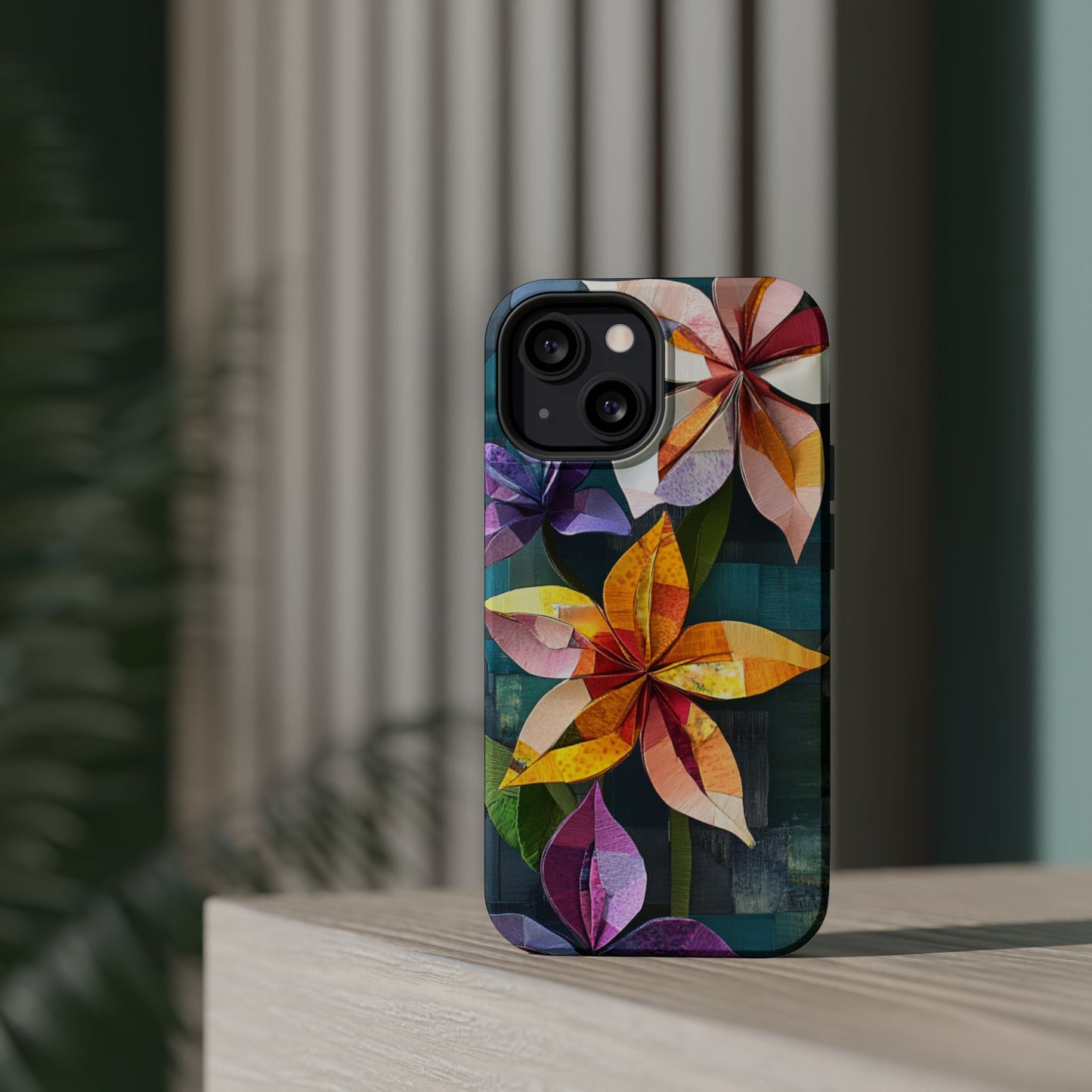 Bright Artistic Flower Magnetic Tough Cases, MagSafe, iPhone 16 15 14 13