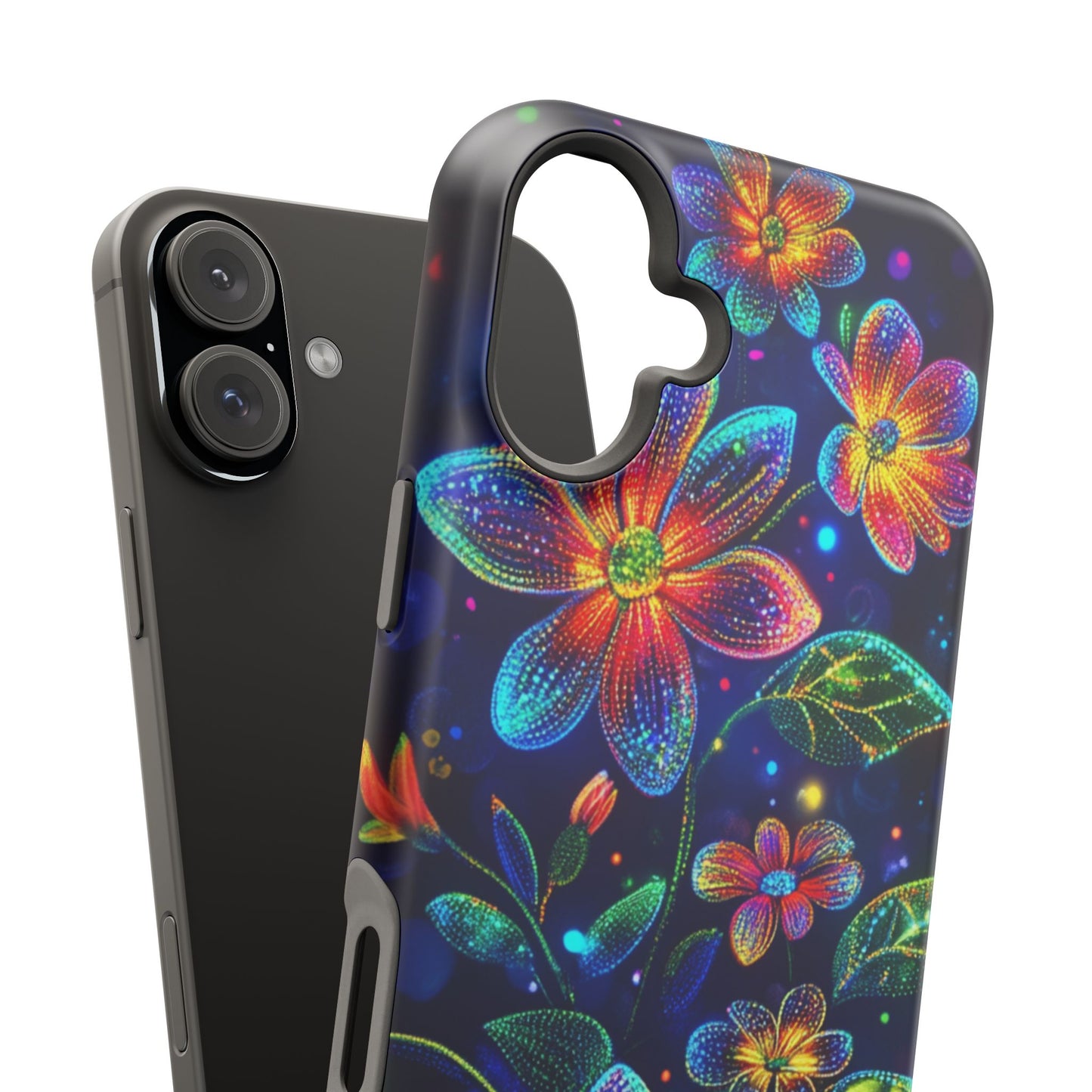 Flower Brite Lite Effect Magnetic Tough Cases, MagSafe, iPhone 16 15 14 13