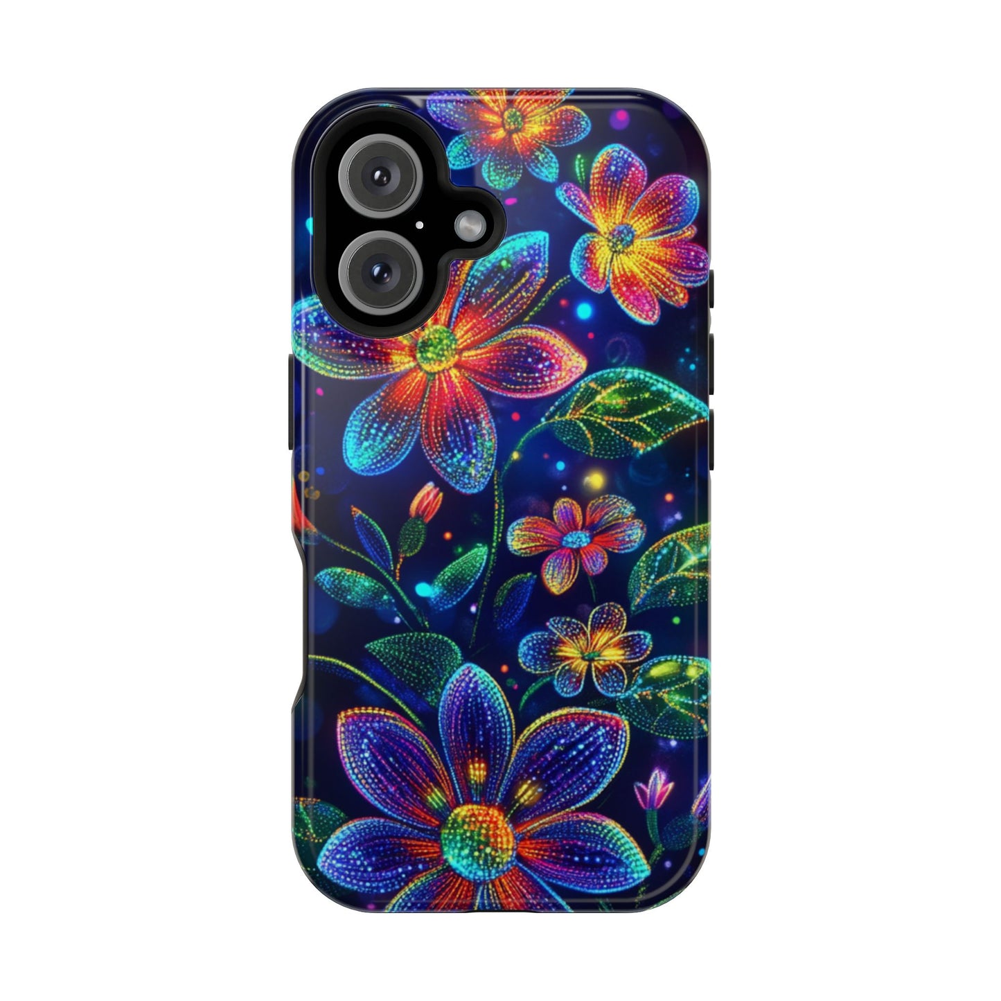 Flower Brite Lite Effect Magnetic Tough Cases, MagSafe, iPhone 16 15 14 13