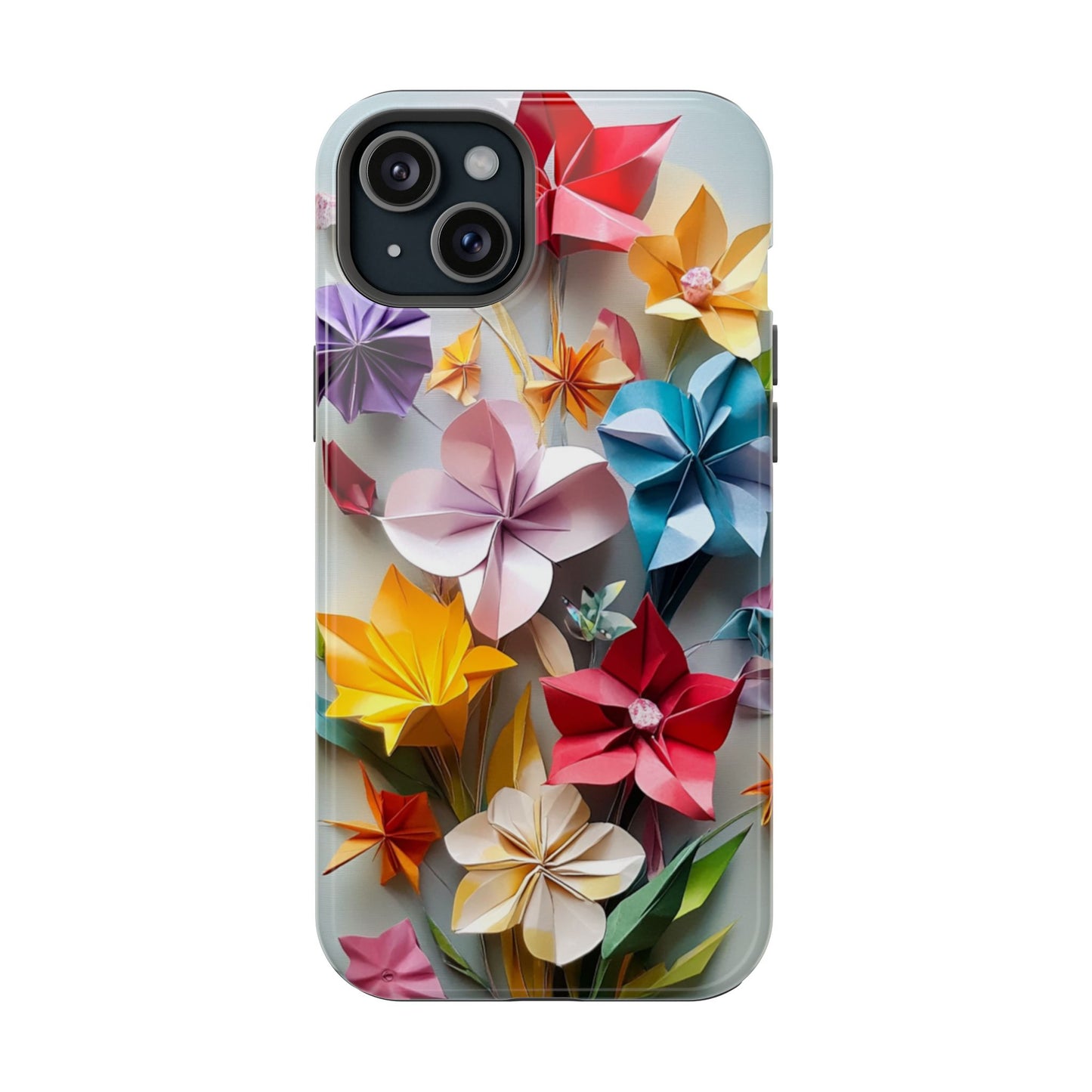 Flower Oragami Effect Magnetic Tough Case, MagSafe, iPhone 16 15 14 13