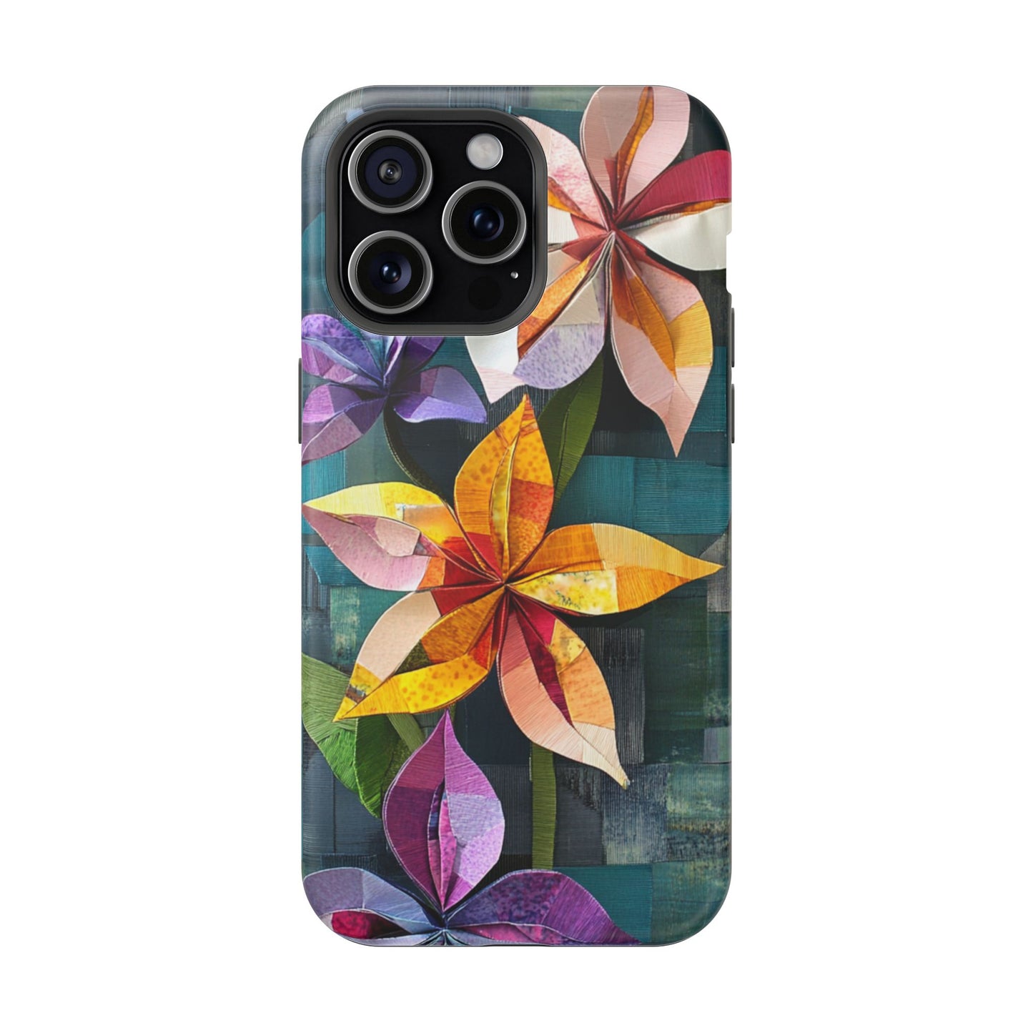 Bright Artistic Flower Magnetic Tough Cases, MagSafe, iPhone 16 15 14 13