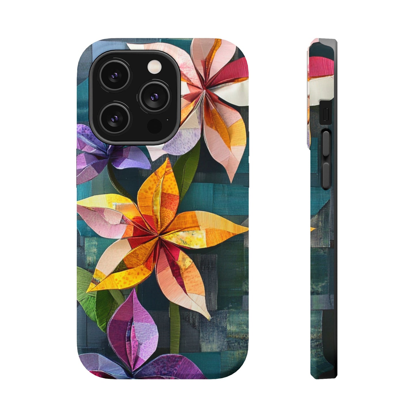 Bright Artistic Flower Magnetic Tough Cases, MagSafe, iPhone 16 15 14 13