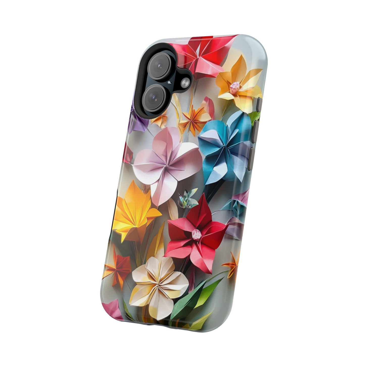 Flower Oragami Effect Magnetic Tough Case, MagSafe, iPhone 16 15 14 13