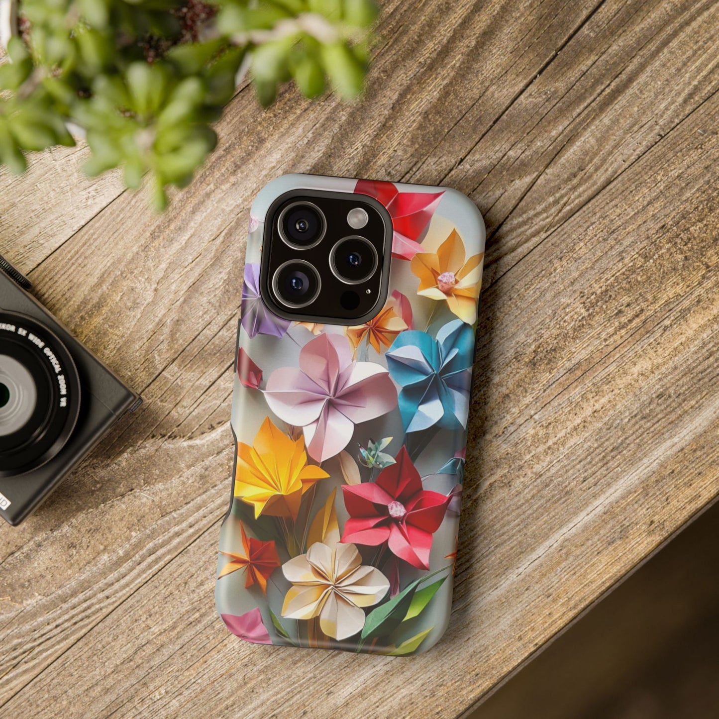 Flower Oragami Effect Magnetic Tough Case, MagSafe, iPhone 16 15 14 13