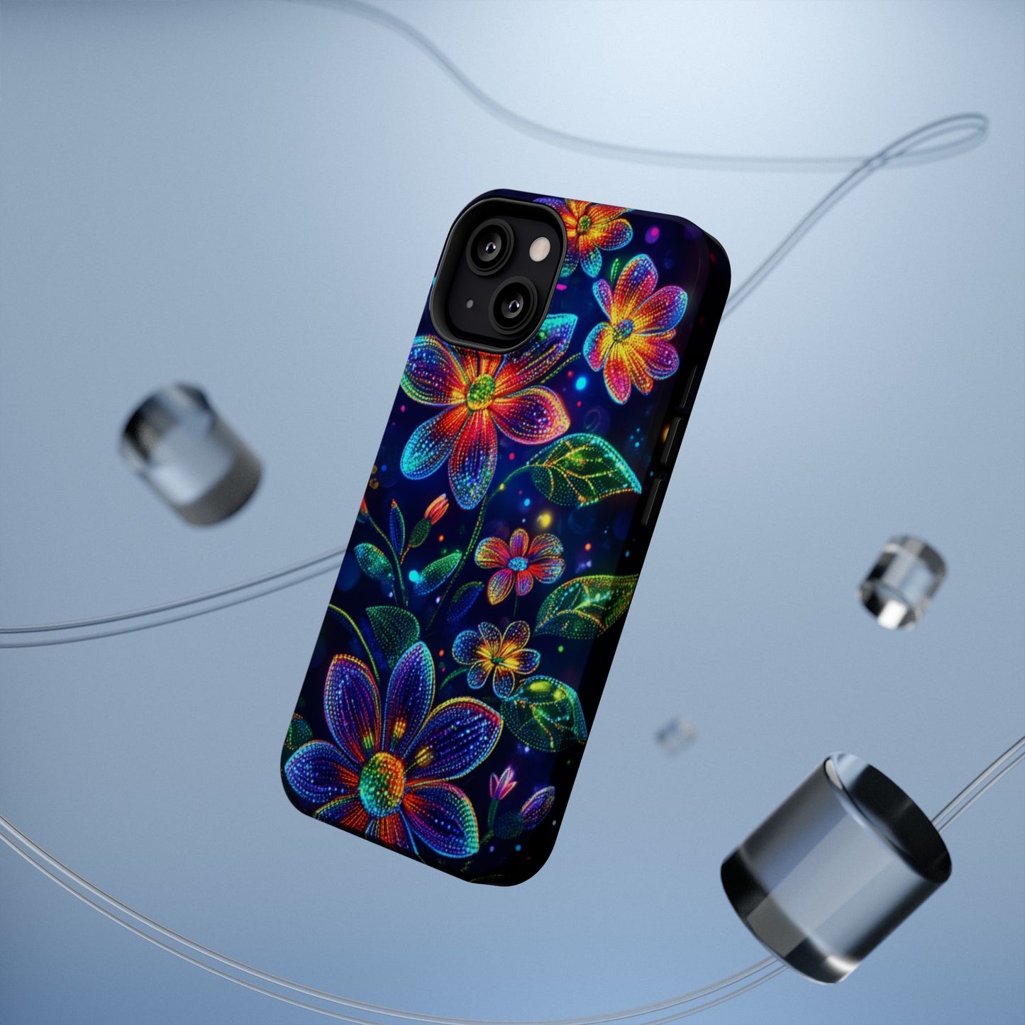 Flower Brite Lite Effect Magnetic Tough Cases, MagSafe, iPhone 16 15 14 13