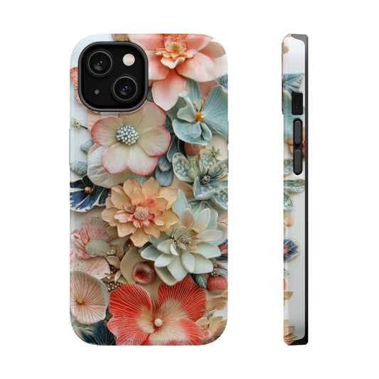 Beautiful Floral Magnetic Tough Cases, MagSafe iPhone 16 15 14 13