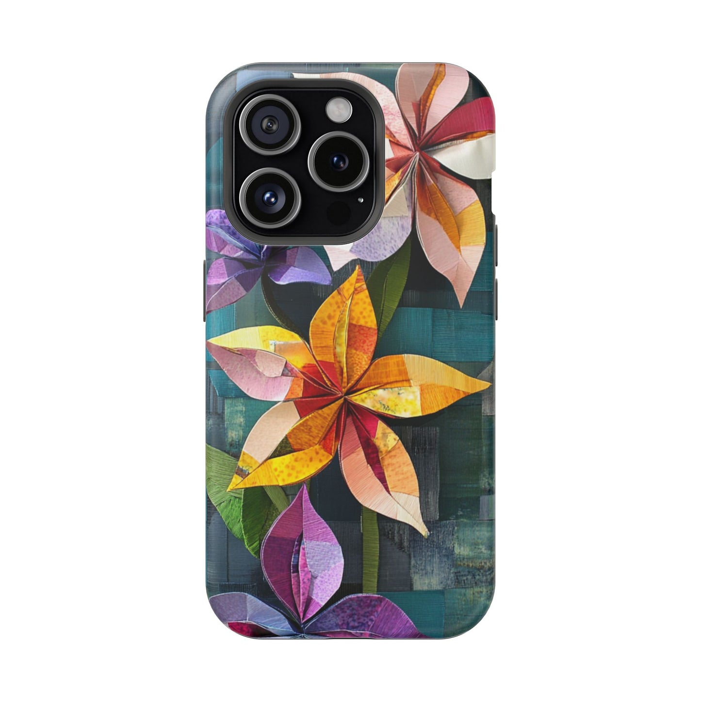 Bright Artistic Flower Magnetic Tough Cases, MagSafe, iPhone 16 15 14 13