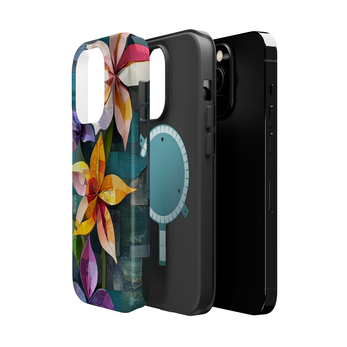 Bright Artistic Flower Magnetic Tough Cases, MagSafe, iPhone 16 15 14 13