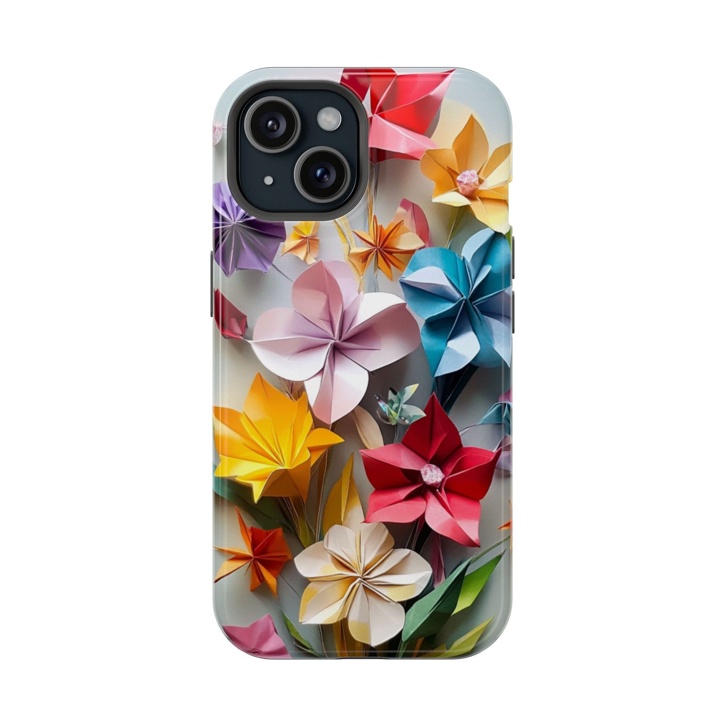 Flower Oragami Effect Magnetic Tough Case, MagSafe, iPhone 16 15 14 13