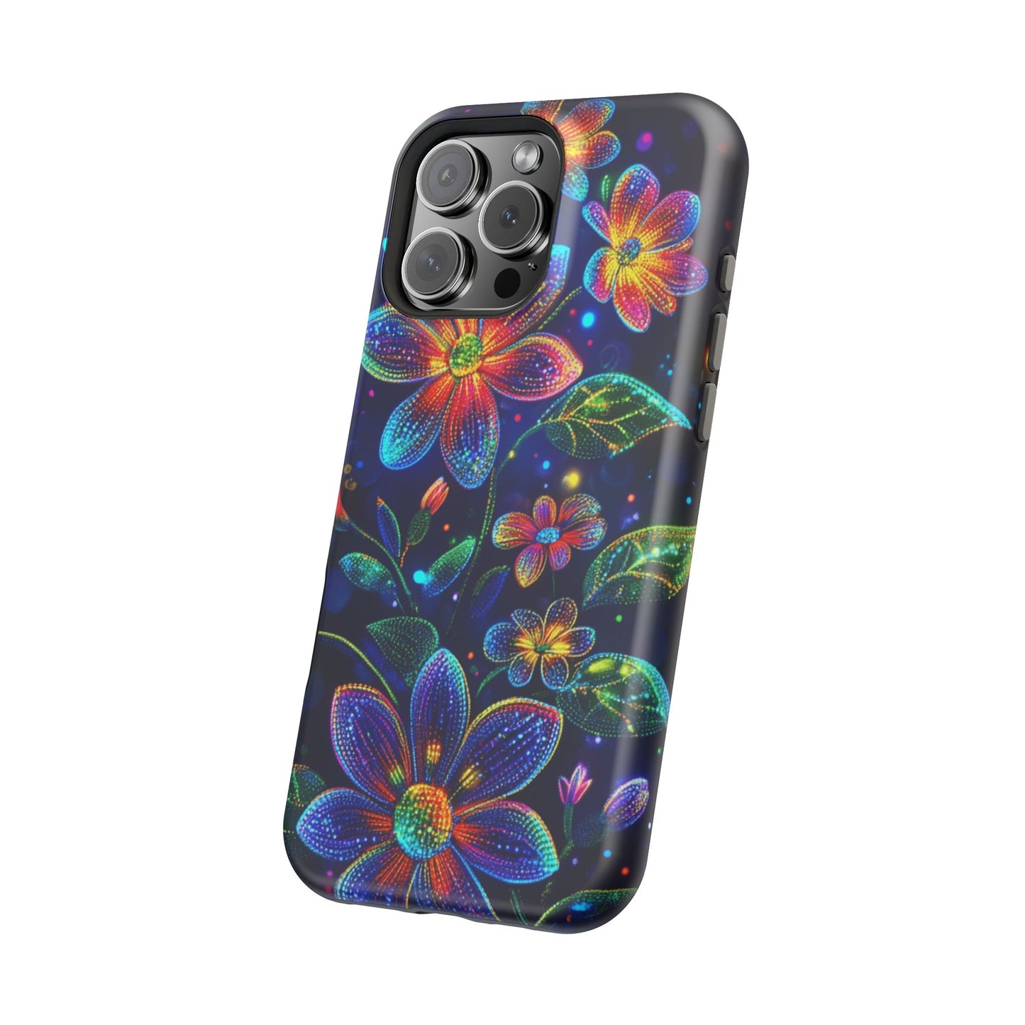 Flower Brite Lite Effect Magnetic Tough Cases, MagSafe, iPhone 16 15 14 13