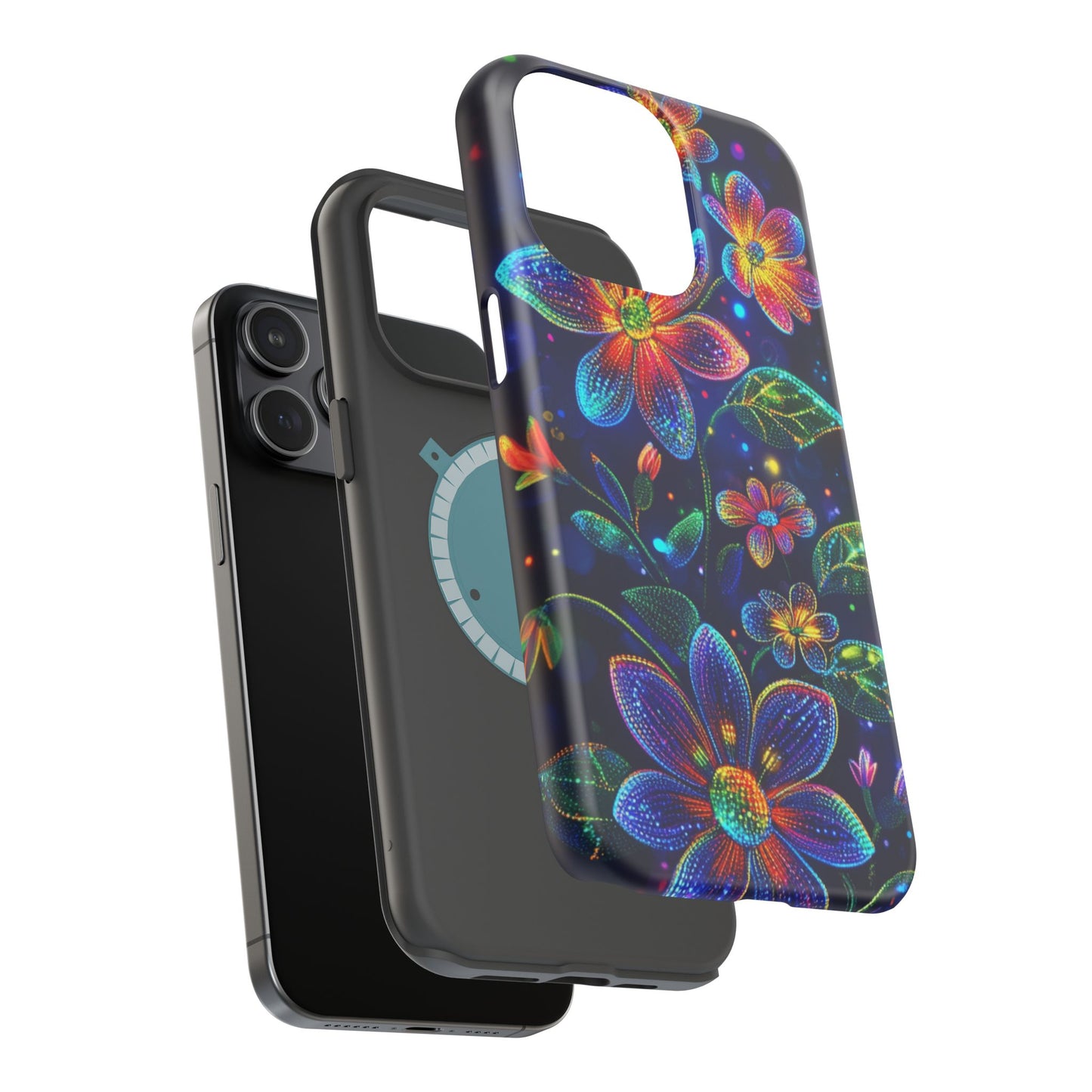 Flower Brite Lite Effect Magnetic Tough Cases, MagSafe, iPhone 16 15 14 13