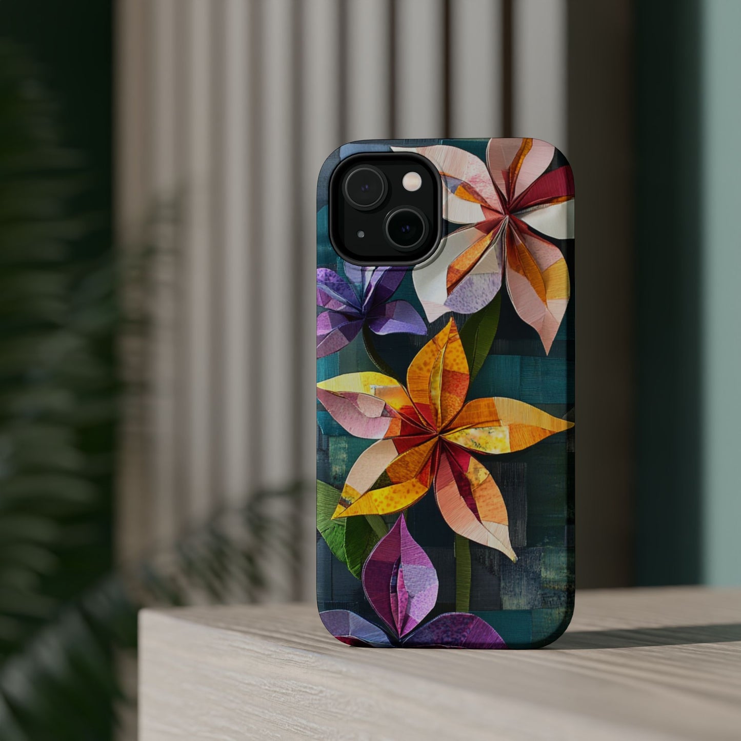 Bright Artistic Flower Magnetic Tough Cases, MagSafe, iPhone 16 15 14 13