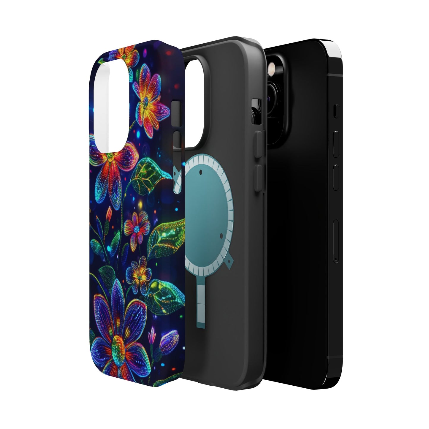 Flower Brite Lite Effect Magnetic Tough Cases, MagSafe, iPhone 16 15 14 13