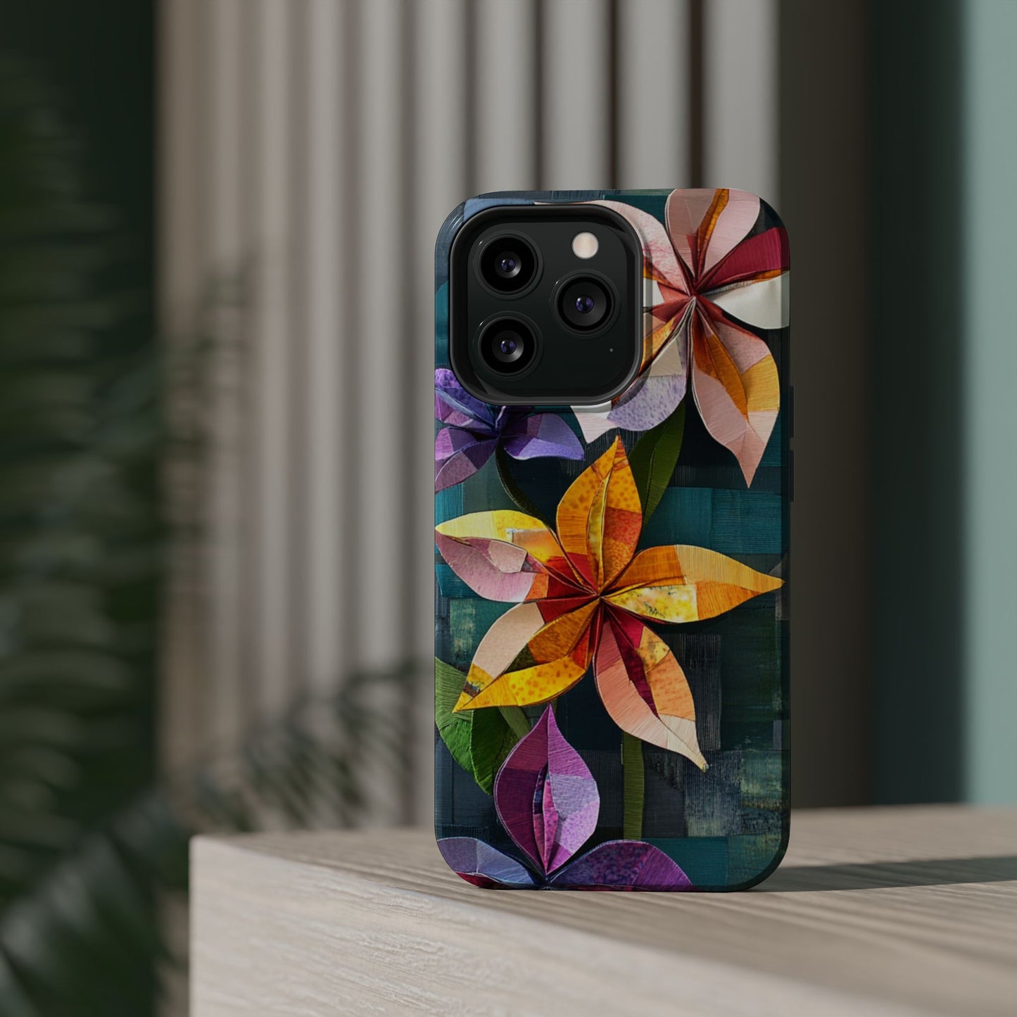 Bright Artistic Flower Magnetic Tough Cases, MagSafe, iPhone 16 15 14 13