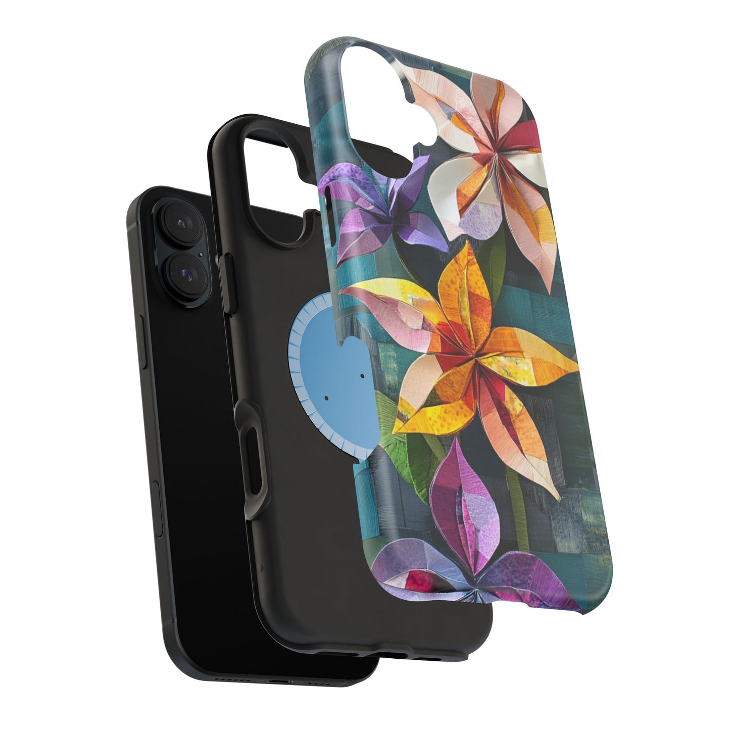 Bright Artistic Flower Magnetic Tough Cases, MagSafe, iPhone 16 15 14 13