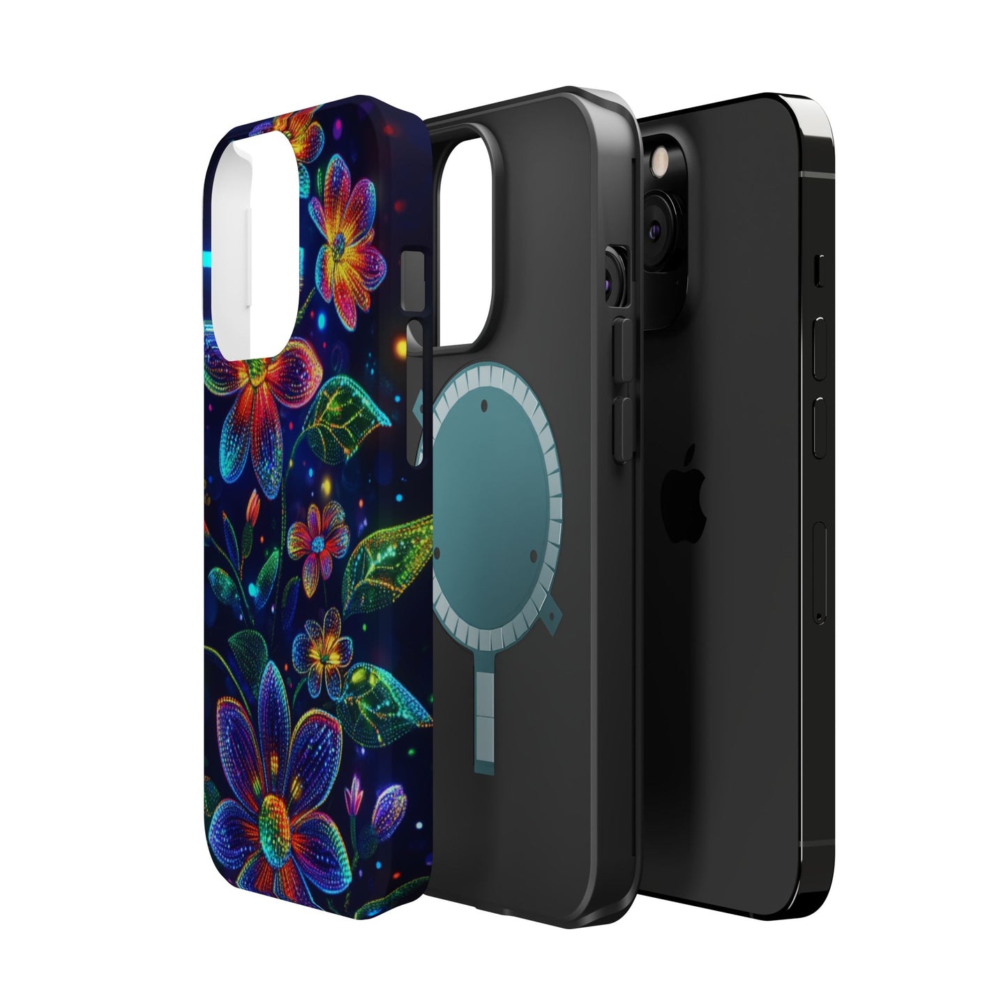 Flower Brite Lite Effect Magnetic Tough Cases, MagSafe, iPhone 16 15 14 13