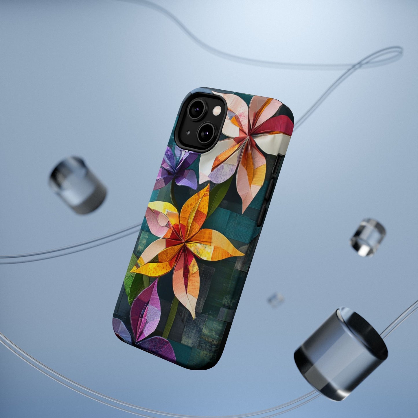 Bright Artistic Flower Magnetic Tough Cases, MagSafe, iPhone 16 15 14 13