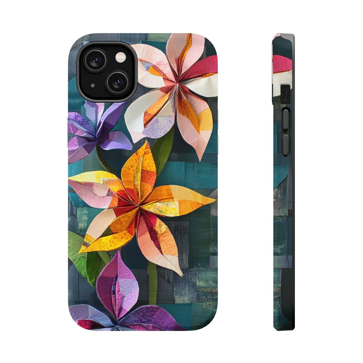 Bright Artistic Flower Magnetic Tough Cases, MagSafe, iPhone 16 15 14 13