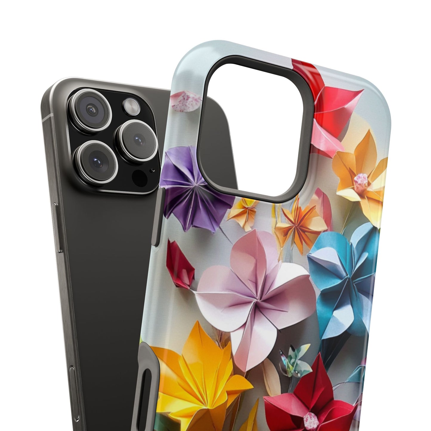 Flower Oragami Effect Magnetic Tough Case, MagSafe, iPhone 16 15 14 13