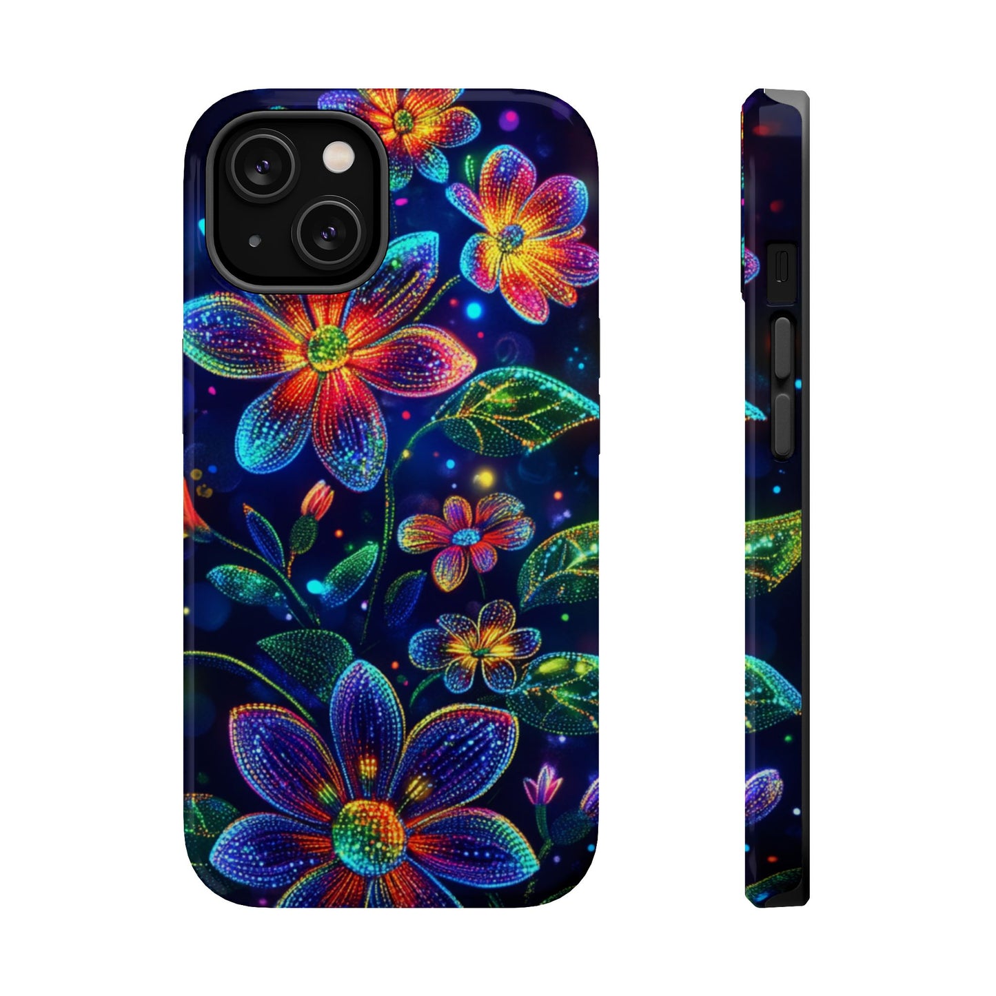 Flower Brite Lite Effect Magnetic Tough Cases, MagSafe, iPhone 16 15 14 13