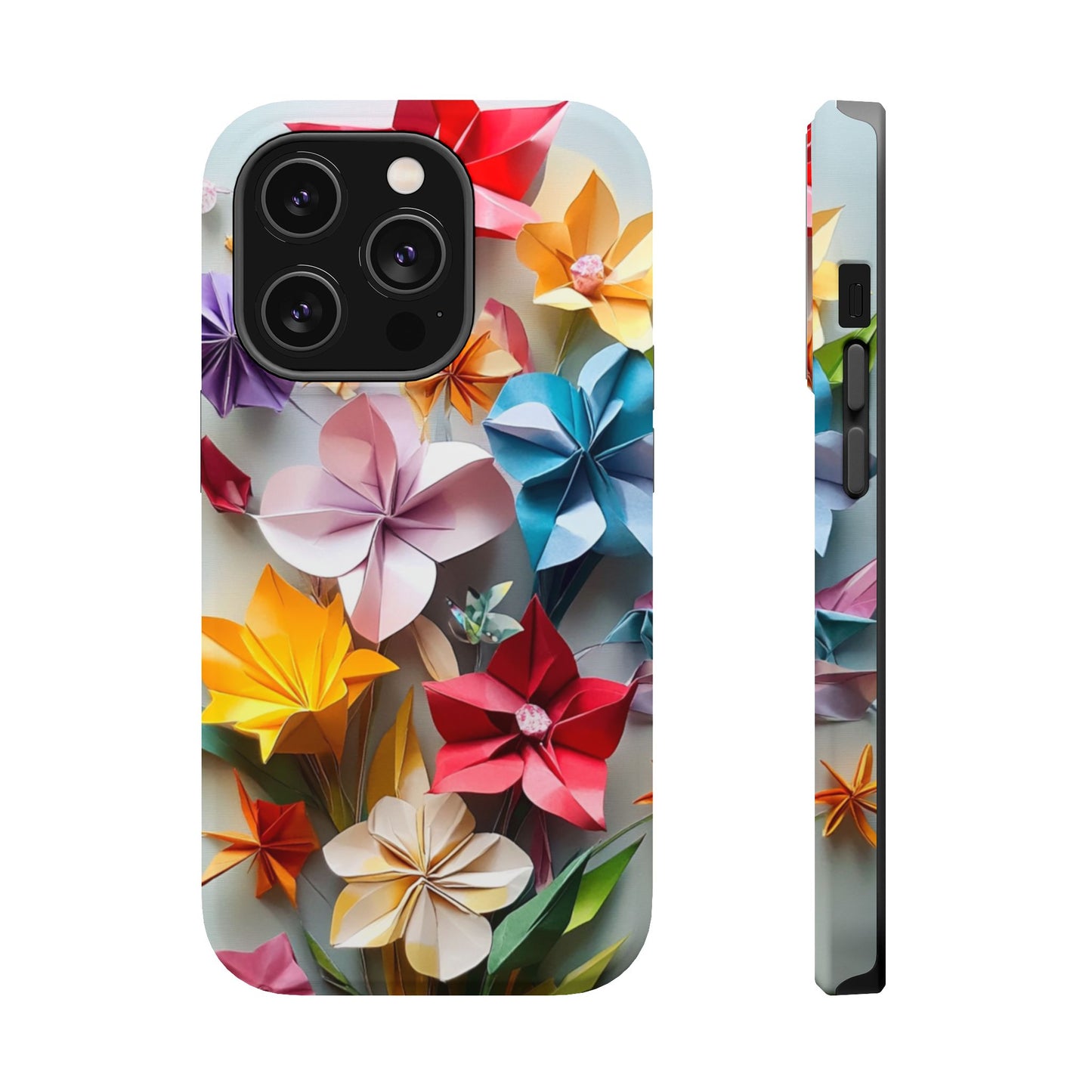 Flower Oragami Effect Magnetic Tough Case, MagSafe, iPhone 16 15 14 13