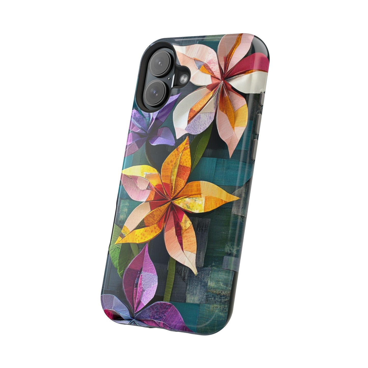 Bright Artistic Flower Magnetic Tough Cases, MagSafe, iPhone 16 15 14 13