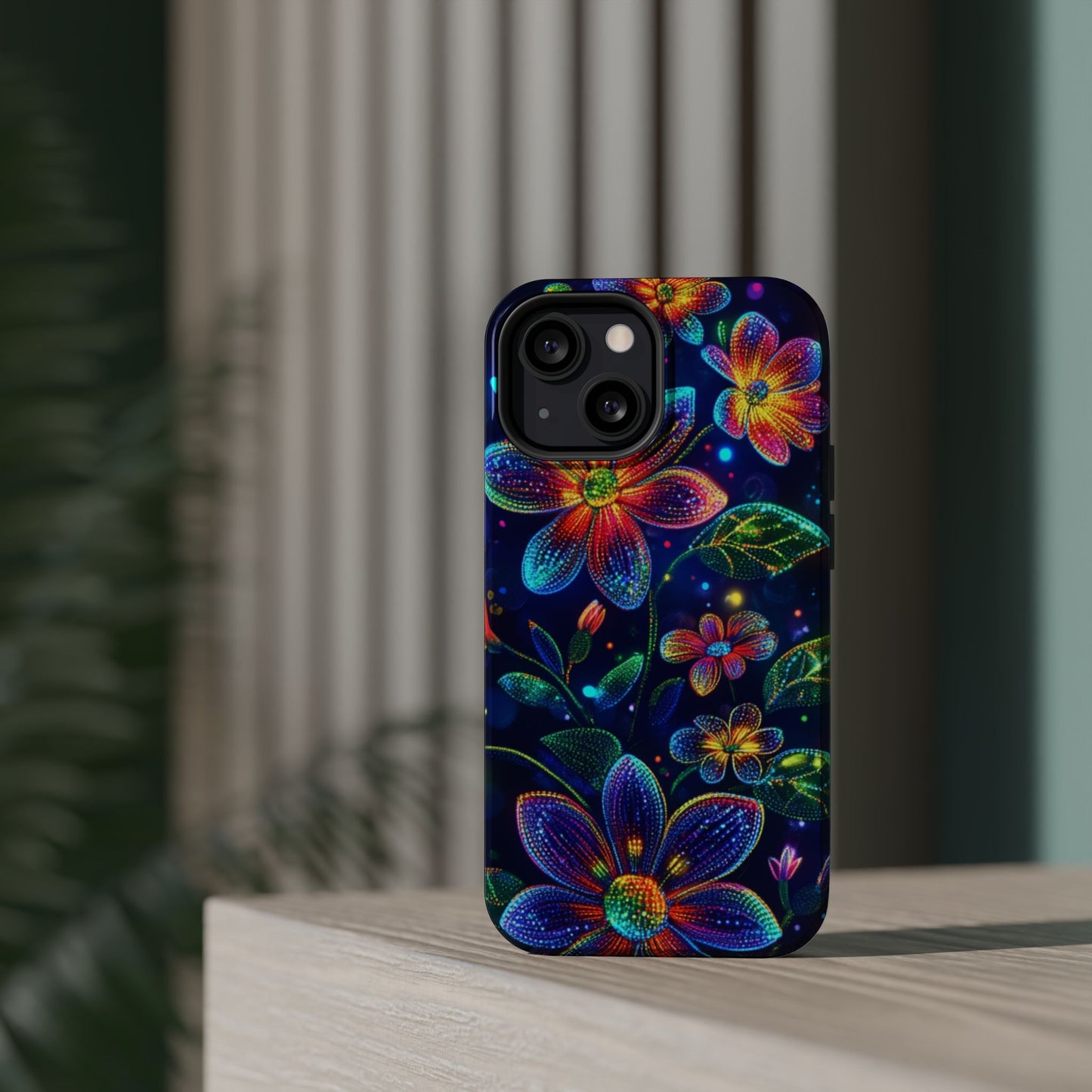 Flower Brite Lite Effect Magnetic Tough Cases, MagSafe, iPhone 16 15 14 13