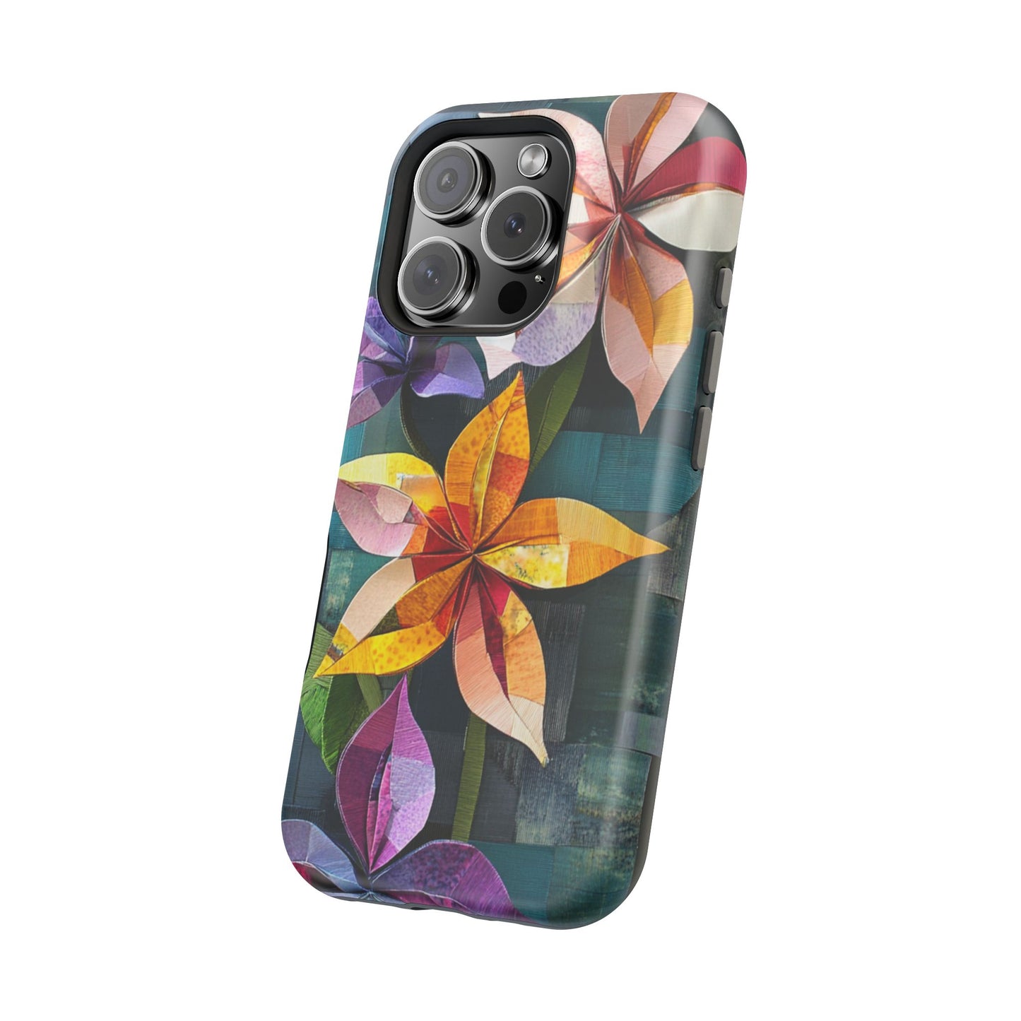 Bright Artistic Flower Magnetic Tough Cases, MagSafe, iPhone 16 15 14 13