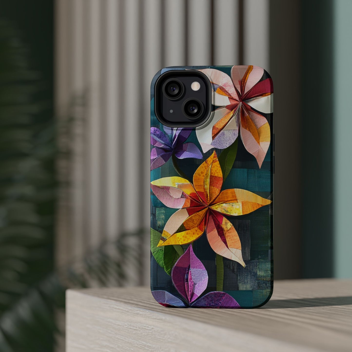 Bright Artistic Flower Magnetic Tough Cases, MagSafe, iPhone 16 15 14 13