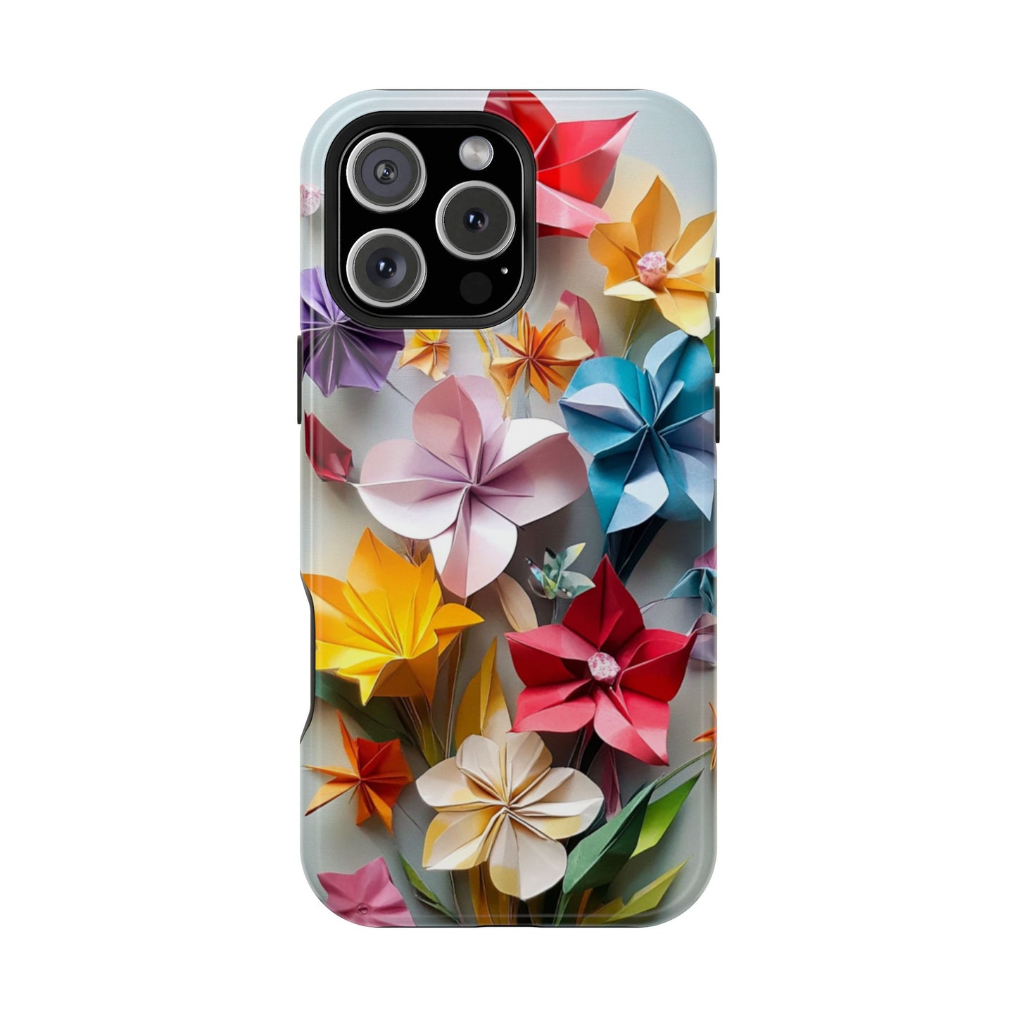 Flower Oragami Effect Magnetic Tough Case, MagSafe, iPhone 16 15 14 13