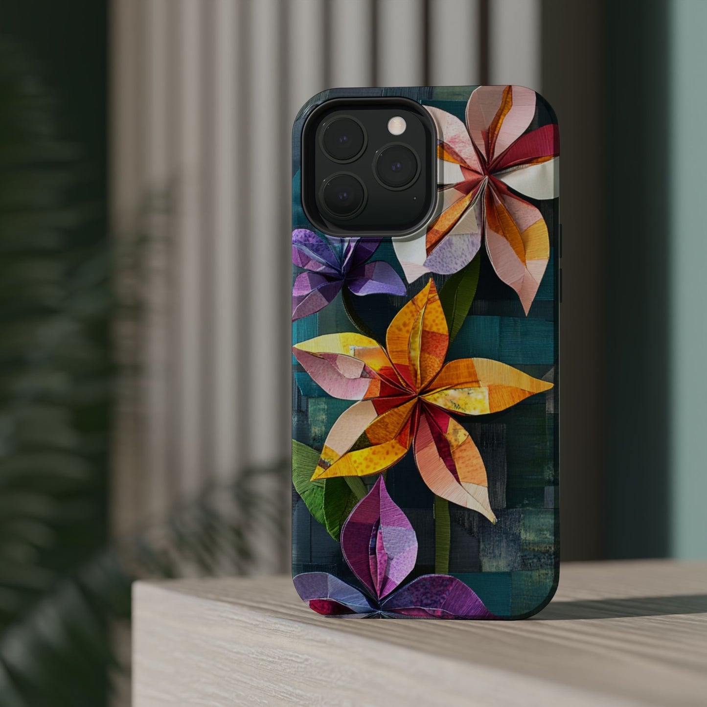 Bright Artistic Flower Magnetic Tough Cases, MagSafe, iPhone 16 15 14 13