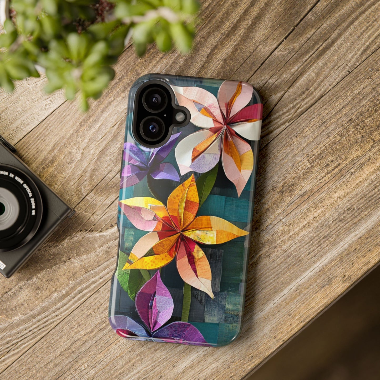 Bright Artistic Flower Magnetic Tough Cases, MagSafe, iPhone 16 15 14 13