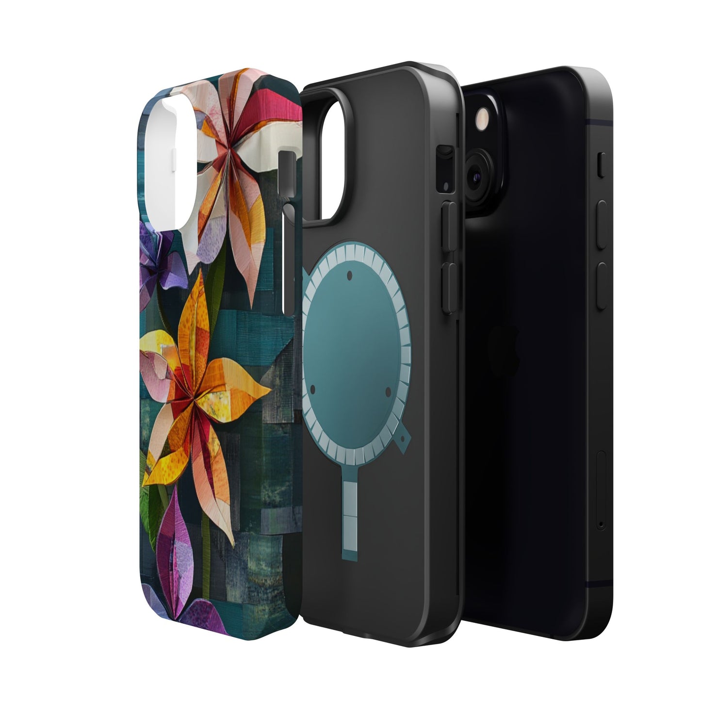 Bright Artistic Flower Magnetic Tough Cases, MagSafe, iPhone 16 15 14 13